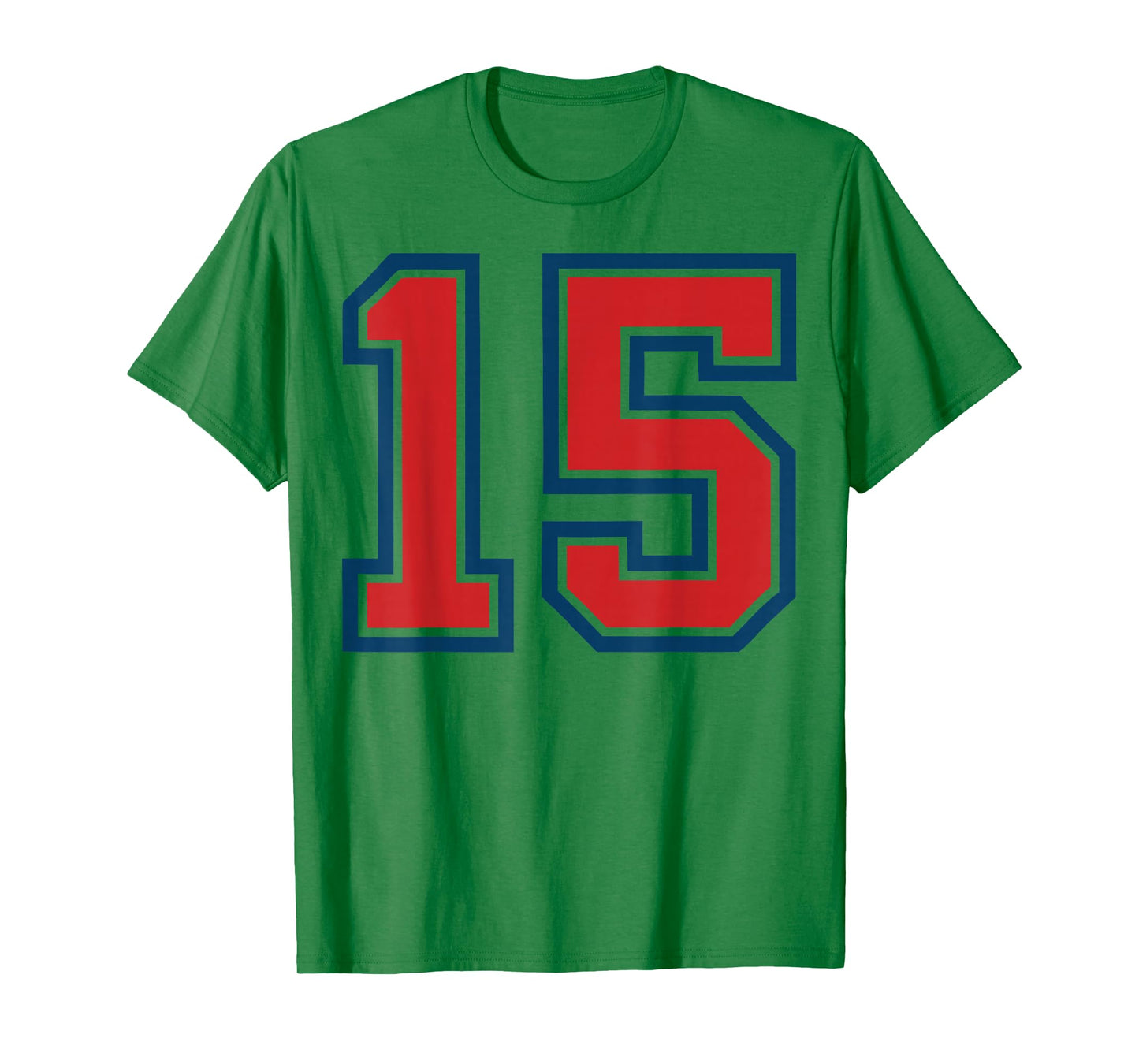 Red and Blue Sports Number 15 Jersey Uniform Player Fan T-Shirt