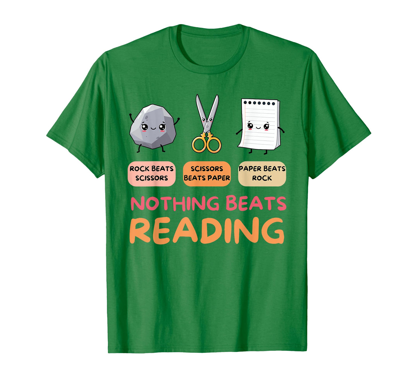 Nothing Beats Reading Rock Paper Scissors Book Lover Teacher T-Shirt