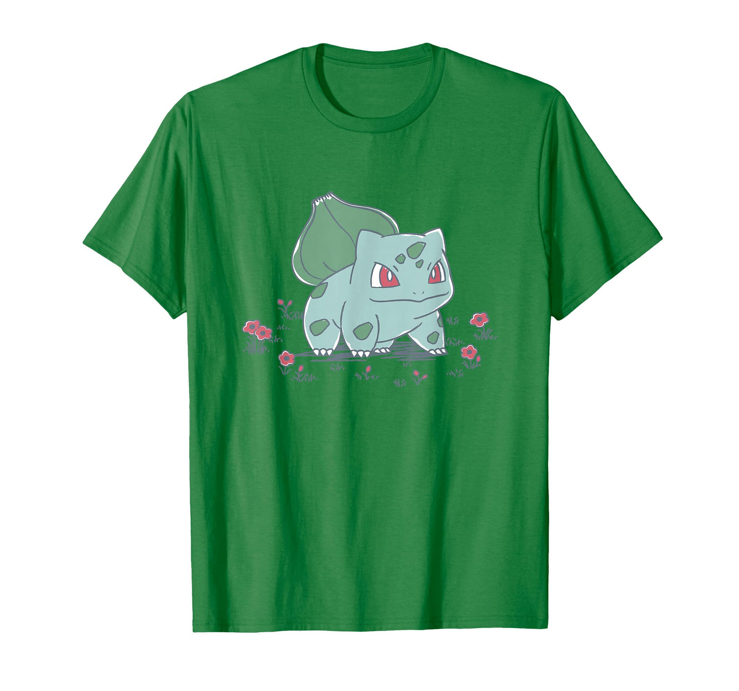 Pokémon Bulbasaur Standing In Flower Garden Retro Sketch T-Shirt
