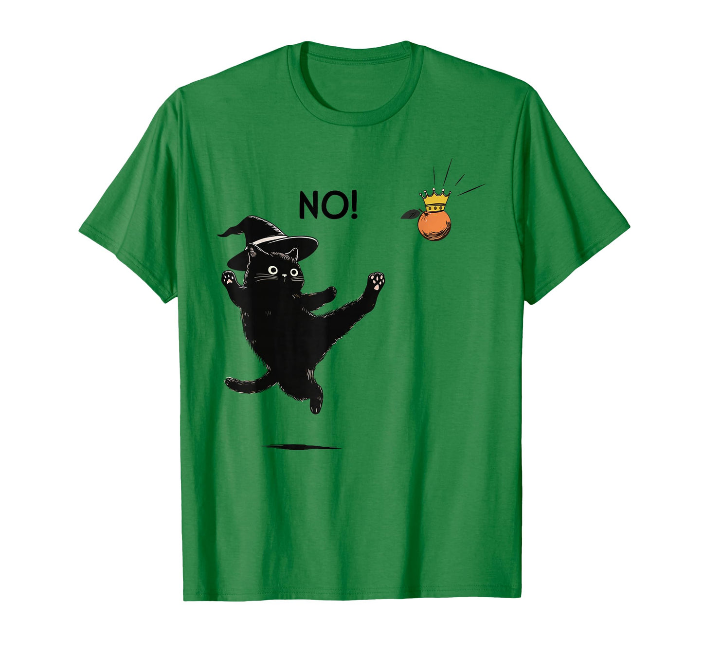 No Kings in America Black Cat Funny Cat Kicking Crown T-Shirt