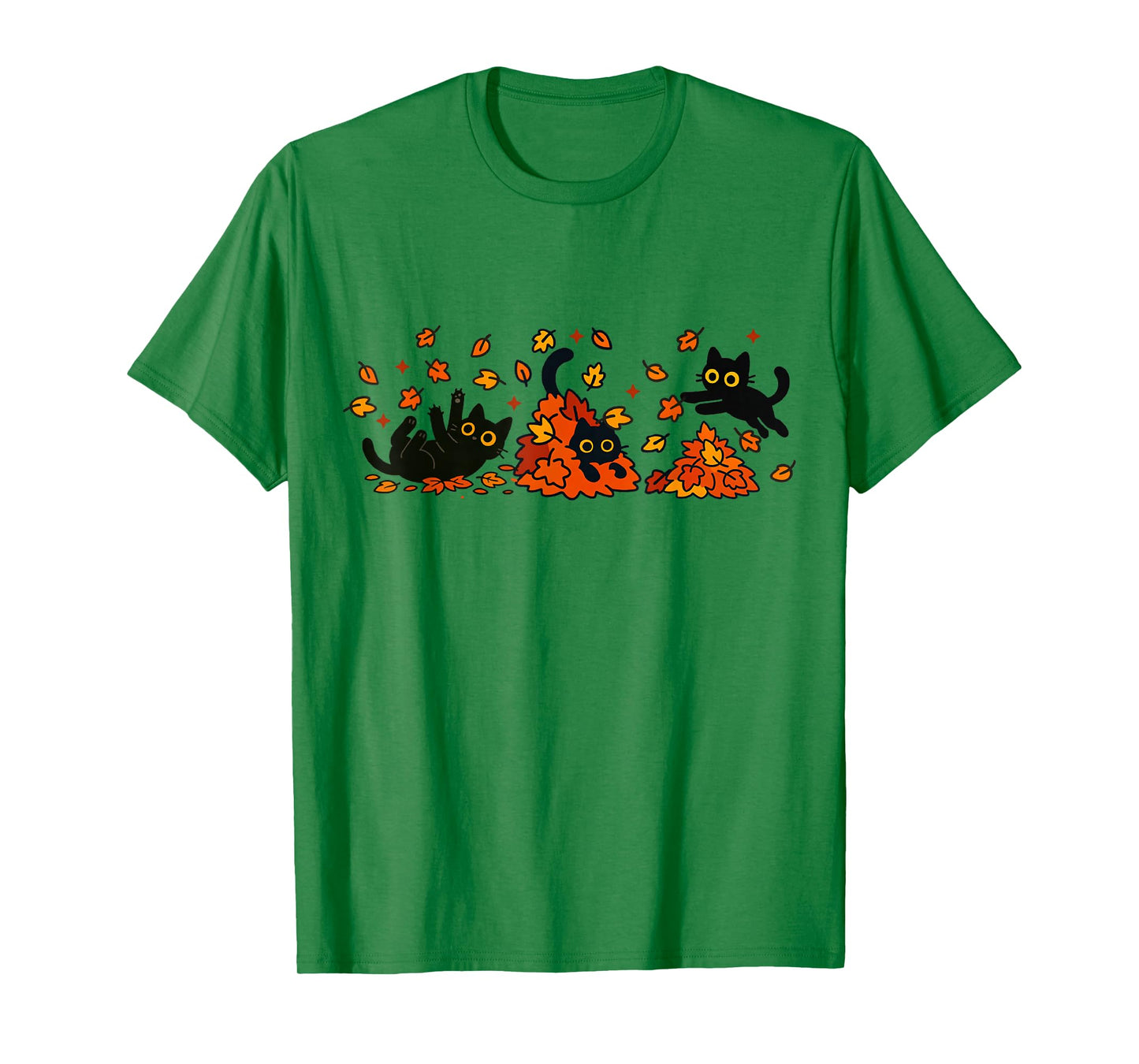 Retro Black Cats Fall Autumn Vibe Leaves Falling T-Shirt