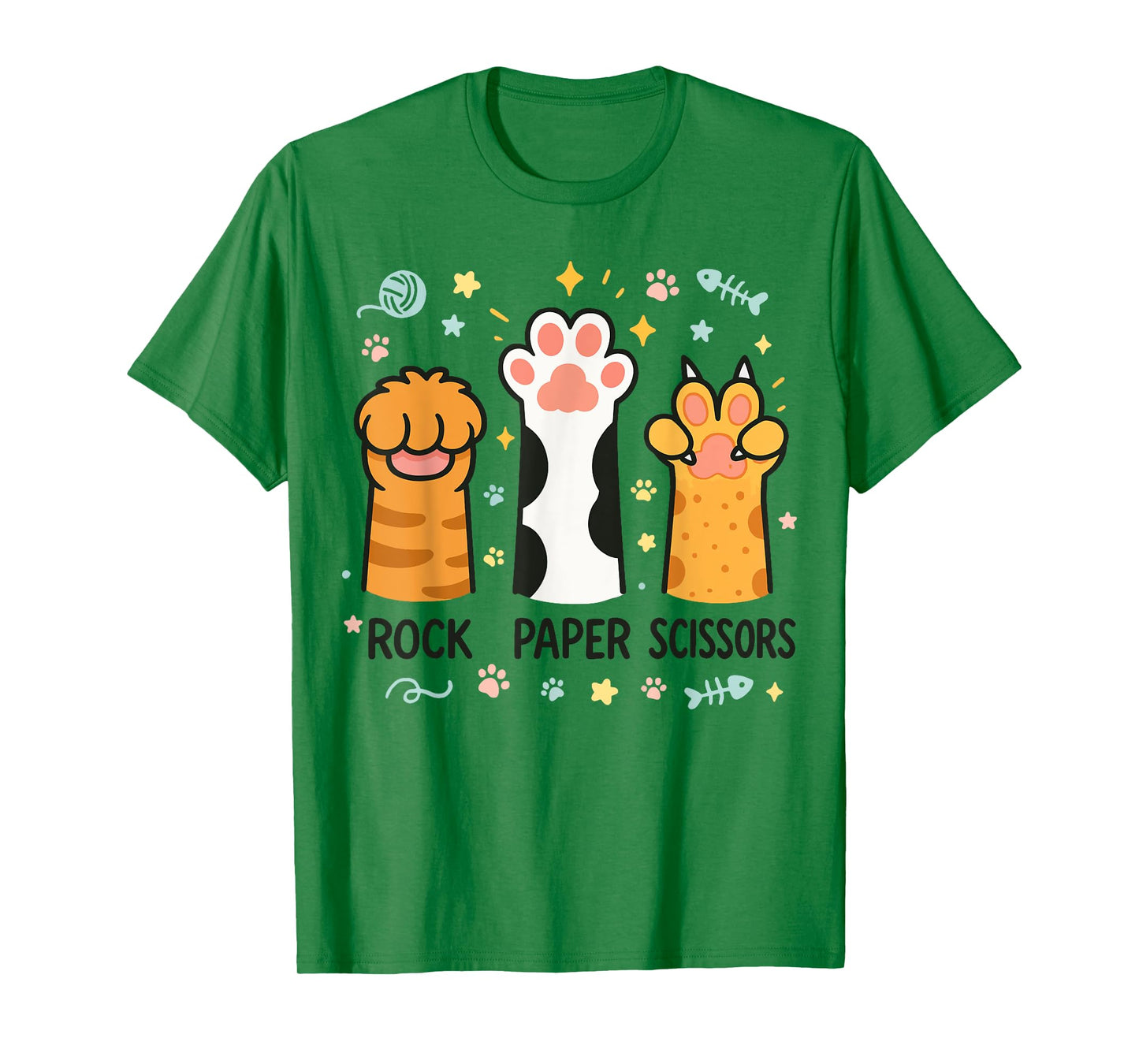 Rock Paper Scissors Hand Game Cute Paw Funny Cat Men Women T-Shirt