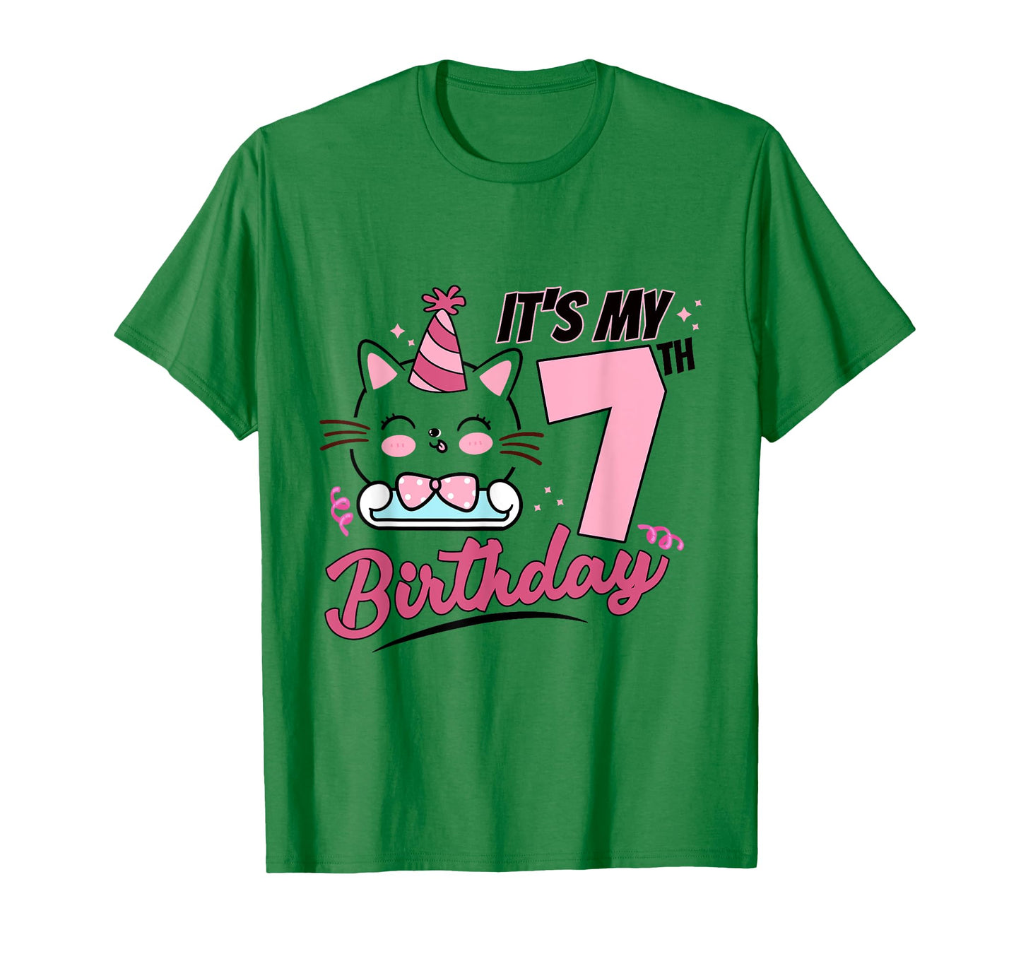 It's My 7th Birthday Cute Cat Kitten 7 Years Old Girls T-Shirt