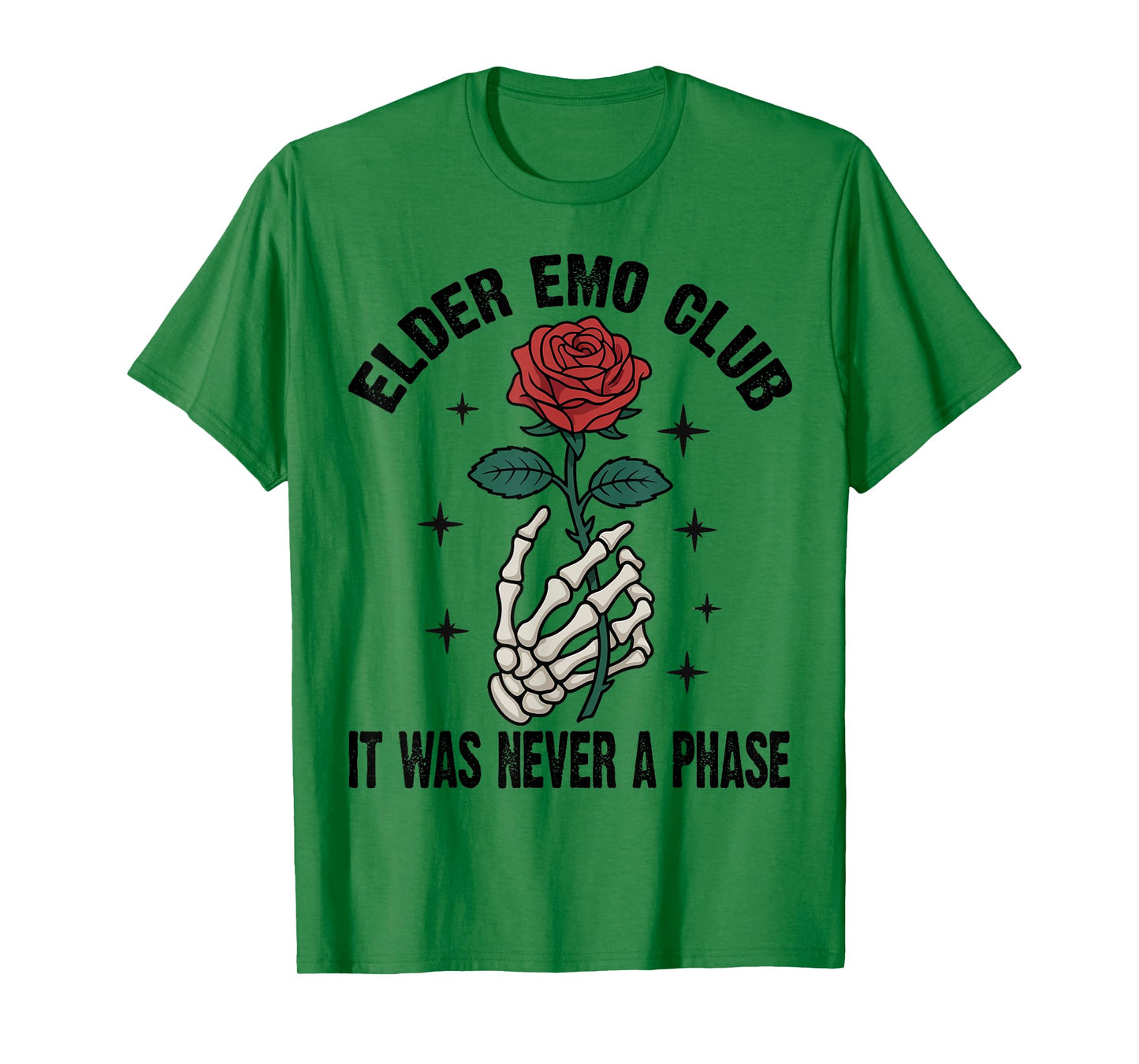 Elder Emo Club It was Never A Phase Skeleton Rose Gothic T-Shirt