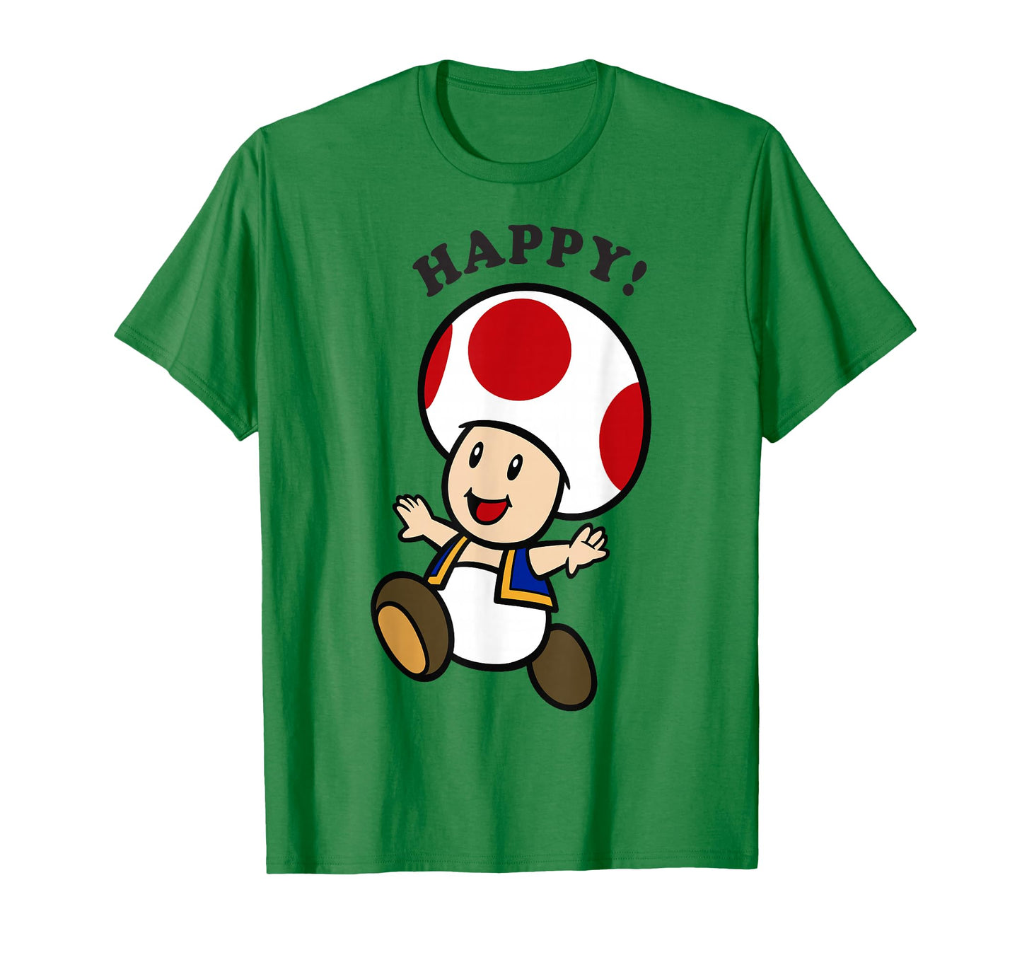 Nintendo Super Mario Toad Stay Happy Text Portrait T-Shirt