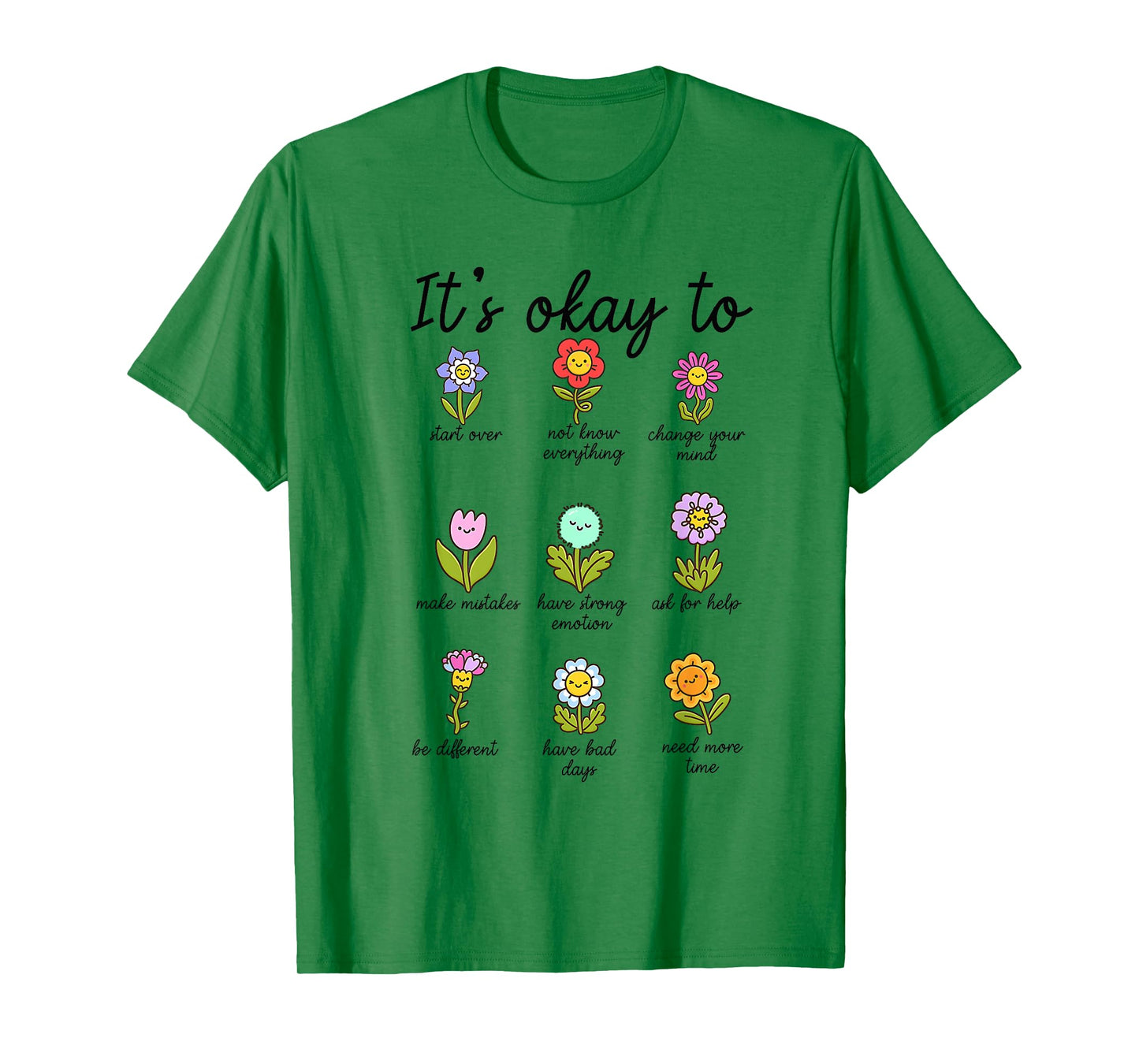 It's Okay to Mental Health Inspirational Motivational Floral T-Shirt