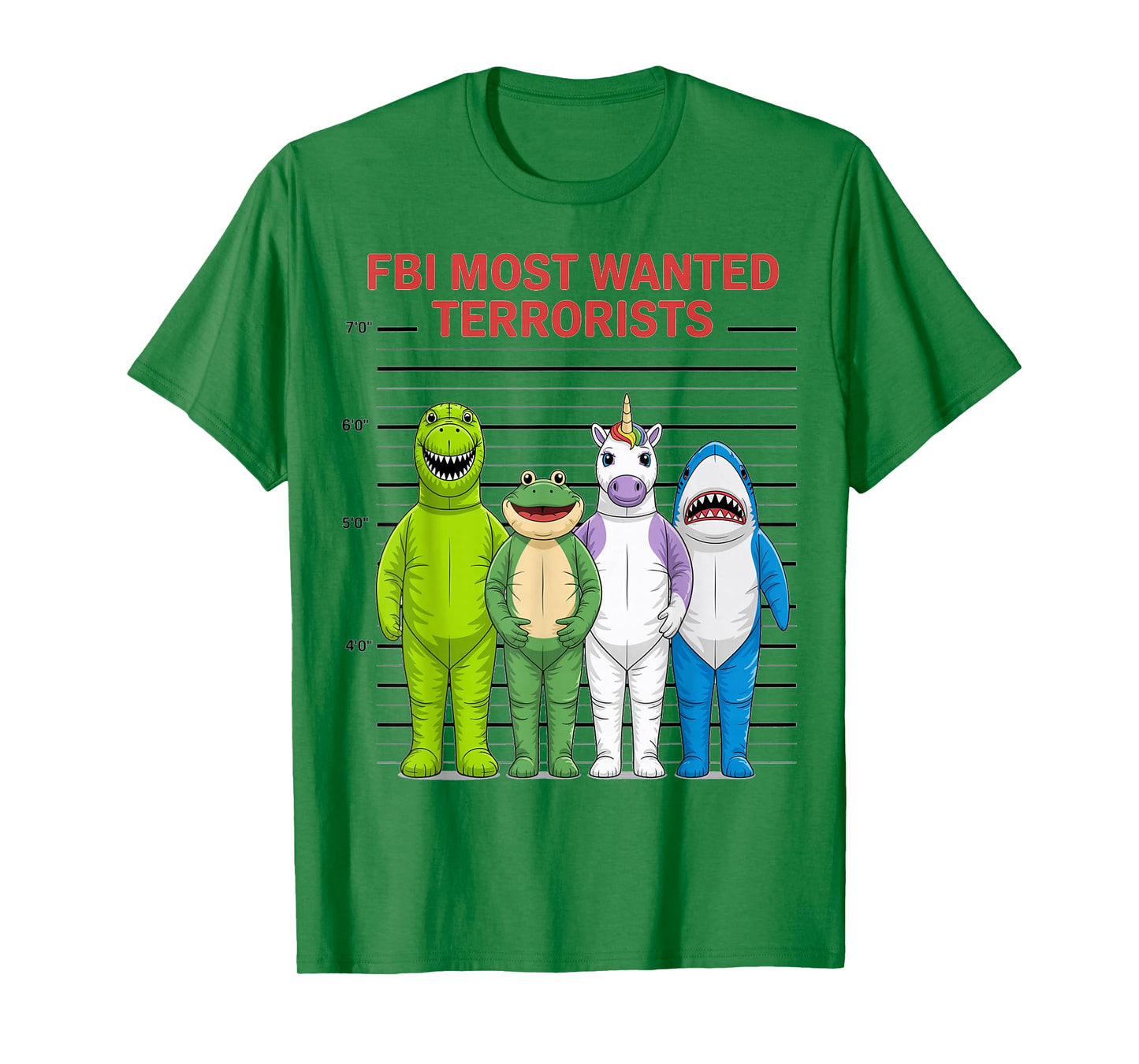 Frog Resist Fascism No Kings Unicorn Dinosaur Shark Mugshot T-Shirt