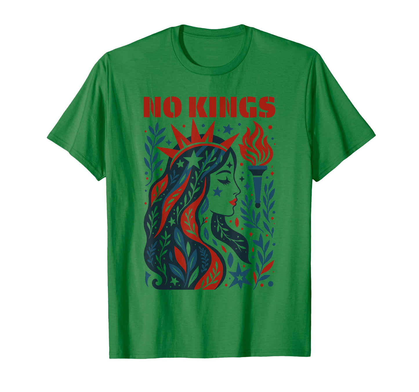 No Kings Retro Patriotic Woman Liberty Art 4th Of July T-Shirt