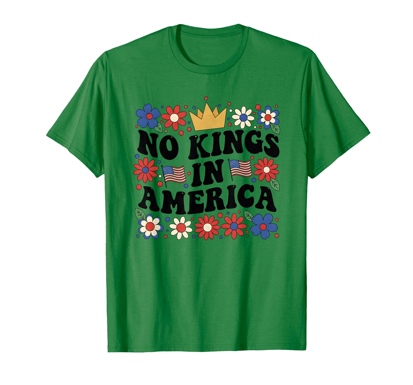 Floral No Kings in America Women Democracy 4th July No Kings T-Shirt