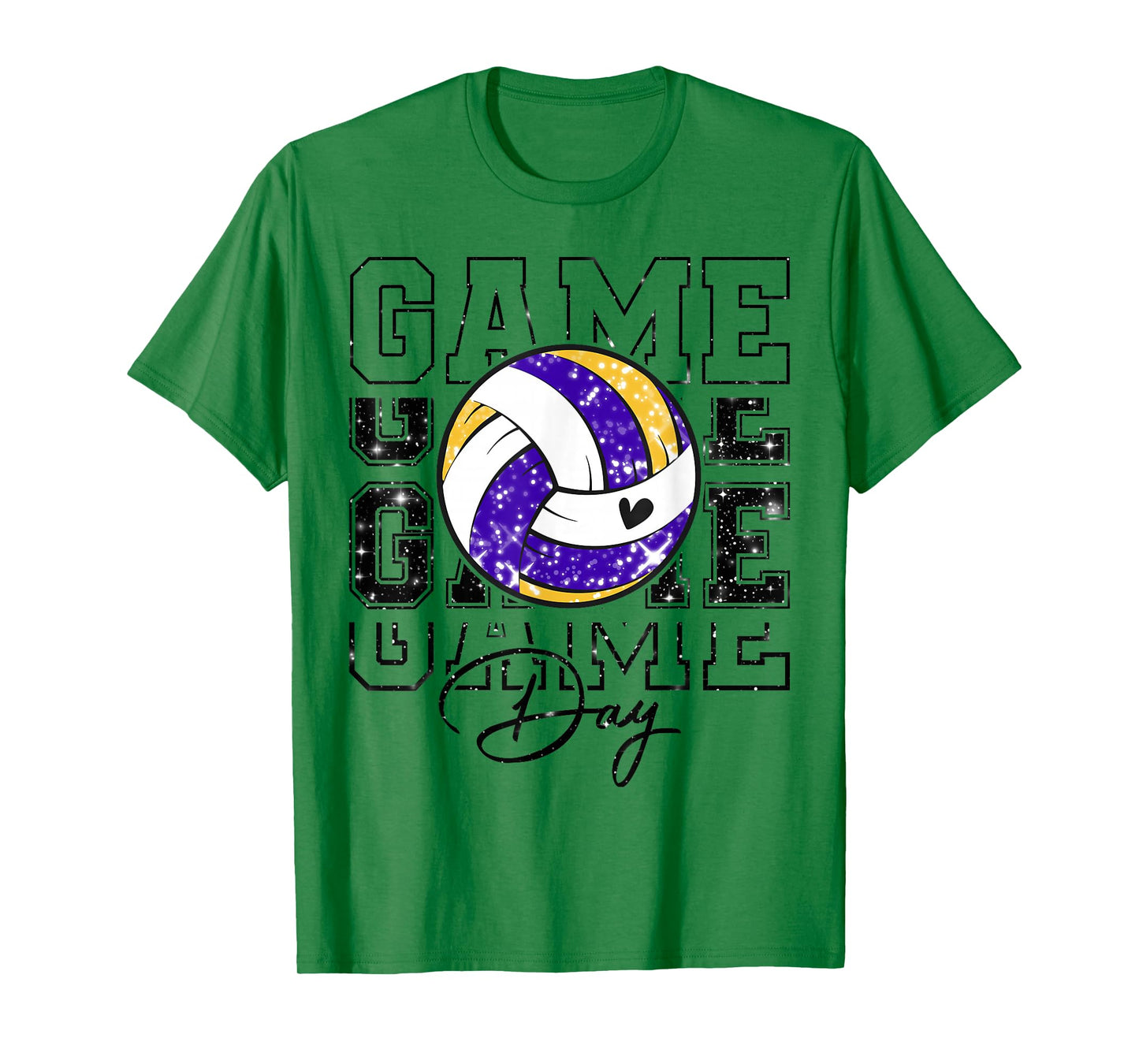 Volleyball Game Day Girls Volleyball Mom Purple & Gold T-Shirt