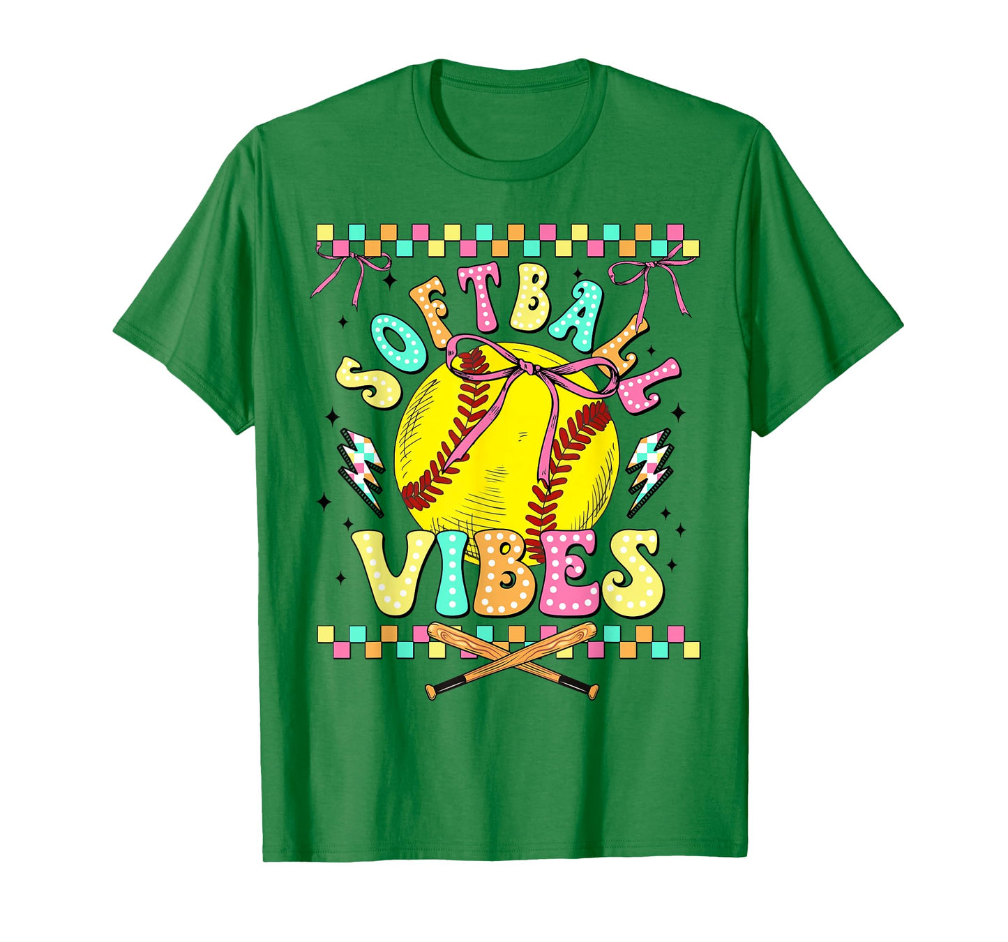 Softball Vibes Softball Retro Groovy Game Day Girls Women T-Shirt