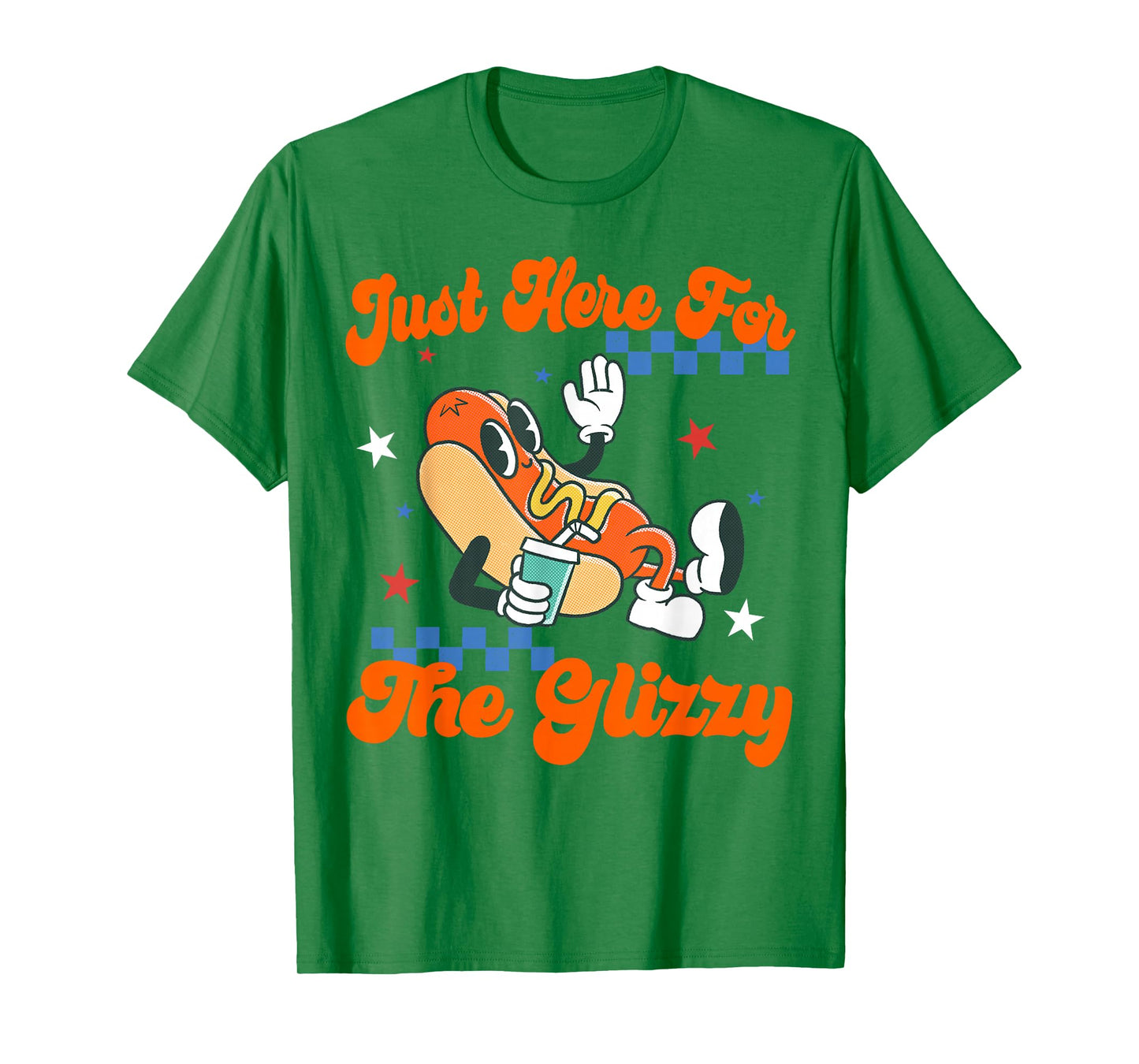 Retro Hot Dog I'm Just Here For The Glizzy Happy 4th of July T-Shirt