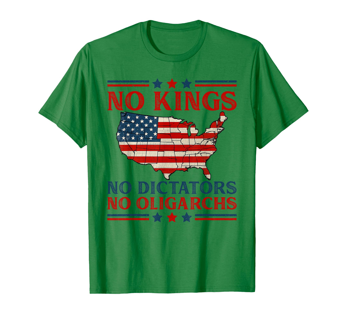 Vintage No Kings No Dictators No Oligarchs July 4th USA Map T-Shirt
