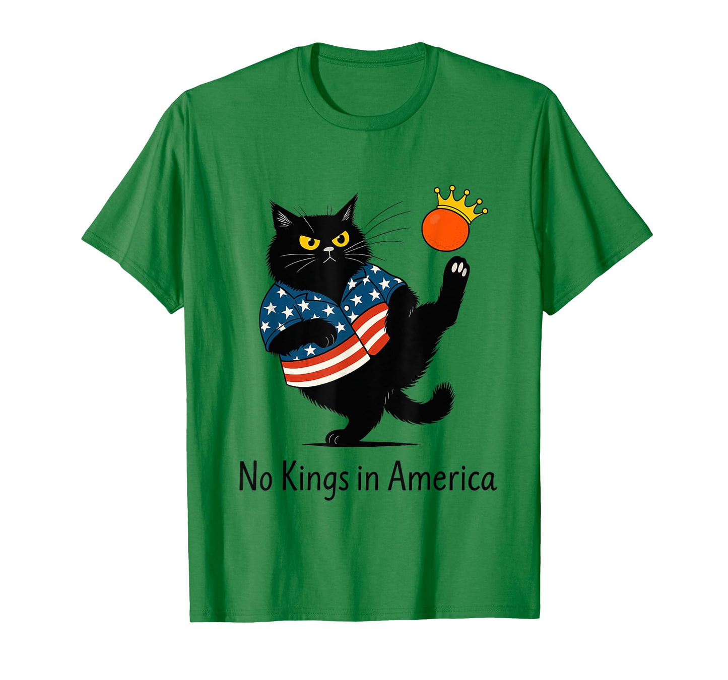 No Kings In America Black Cat We The People Political T-Shirt