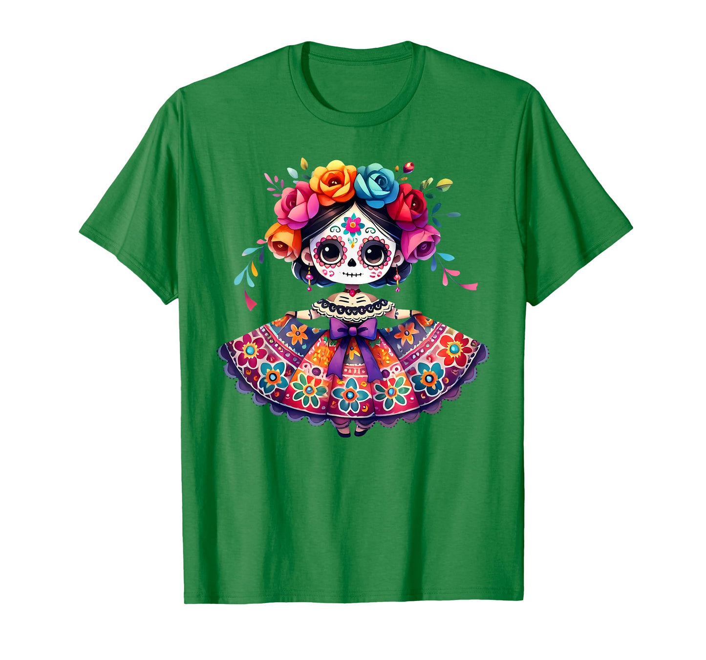 Day The Dead Little Girl Skeleton Dia De Los Muertos Kids T-Shirt