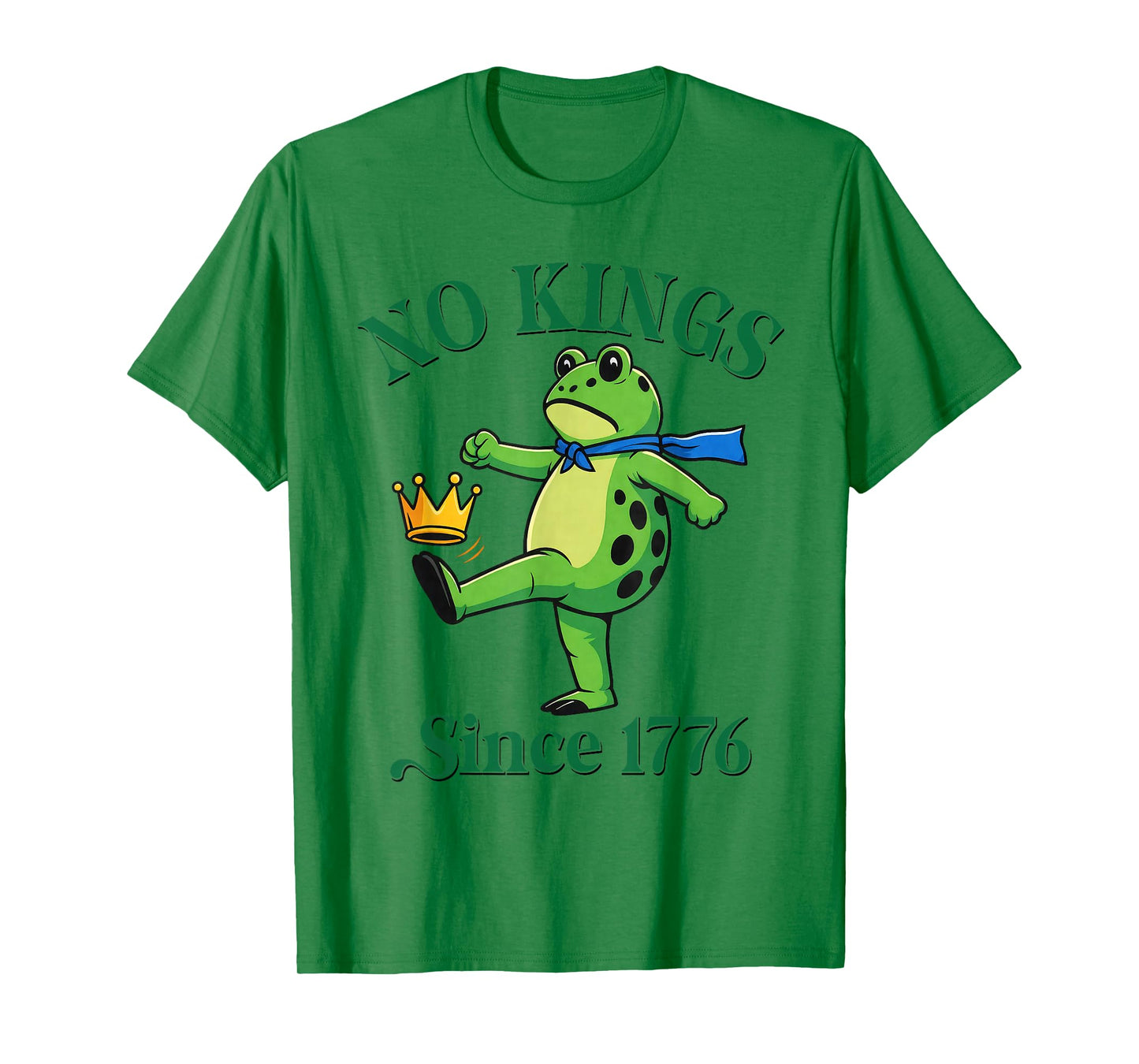 No Kings Since 1776 Portland Frog Kicking Crown Retro T-Shirt