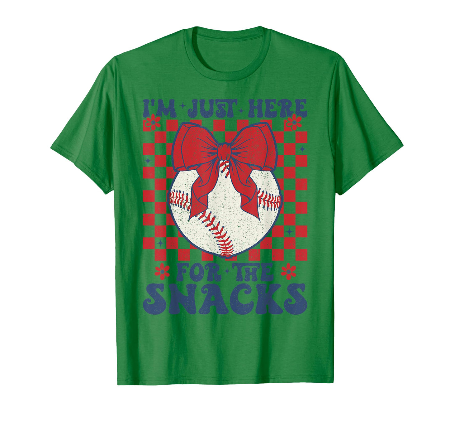 Retro Baseball Sister I'm Just Here for the Snacks Girls Mom T-Shirt