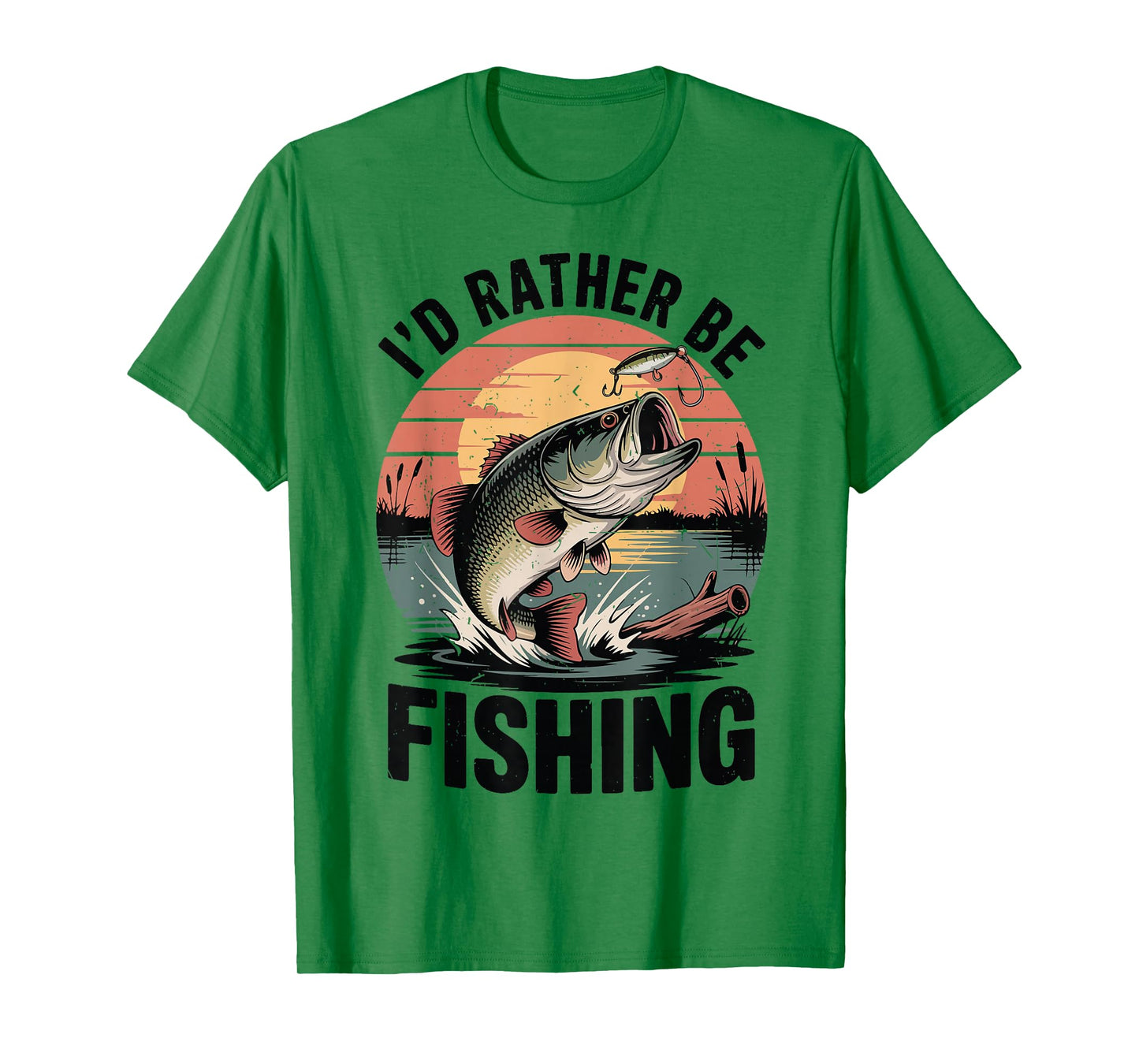 Youth Boy Id Rather Be Fishing Bass Fish Funny Fishing Humor T-Shirt