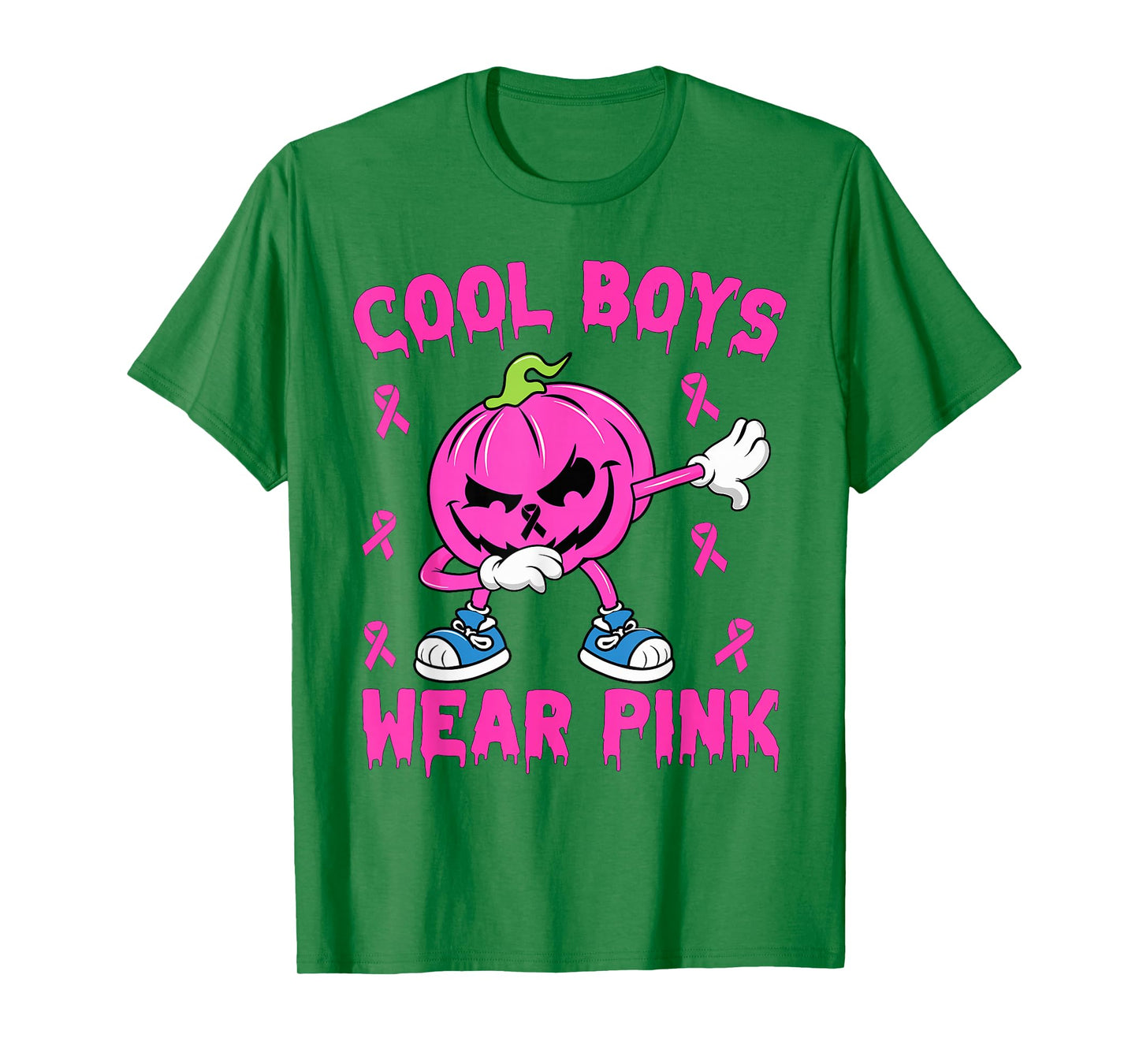 Cool Boys Wear Pink Breast Cancer Pumpkin Halloween Boys T-Shirt