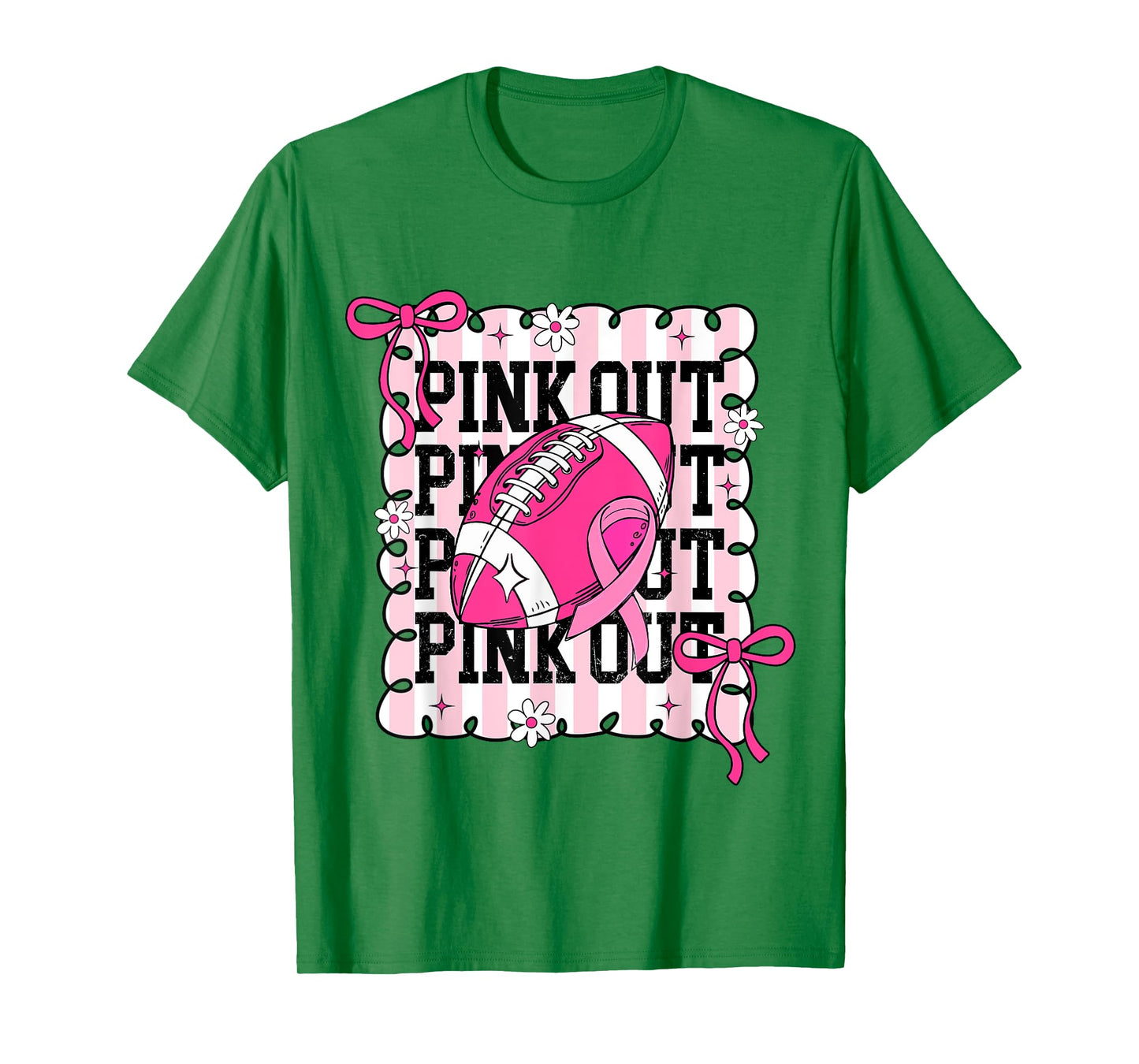 Pink Out Football Breast Cancer Awareness Coquette Women T-Shirt