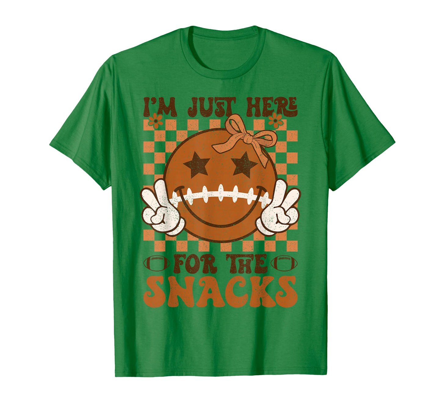 I'm Just Here for The Snacks Football Retro Game Day Girls T-Shirt