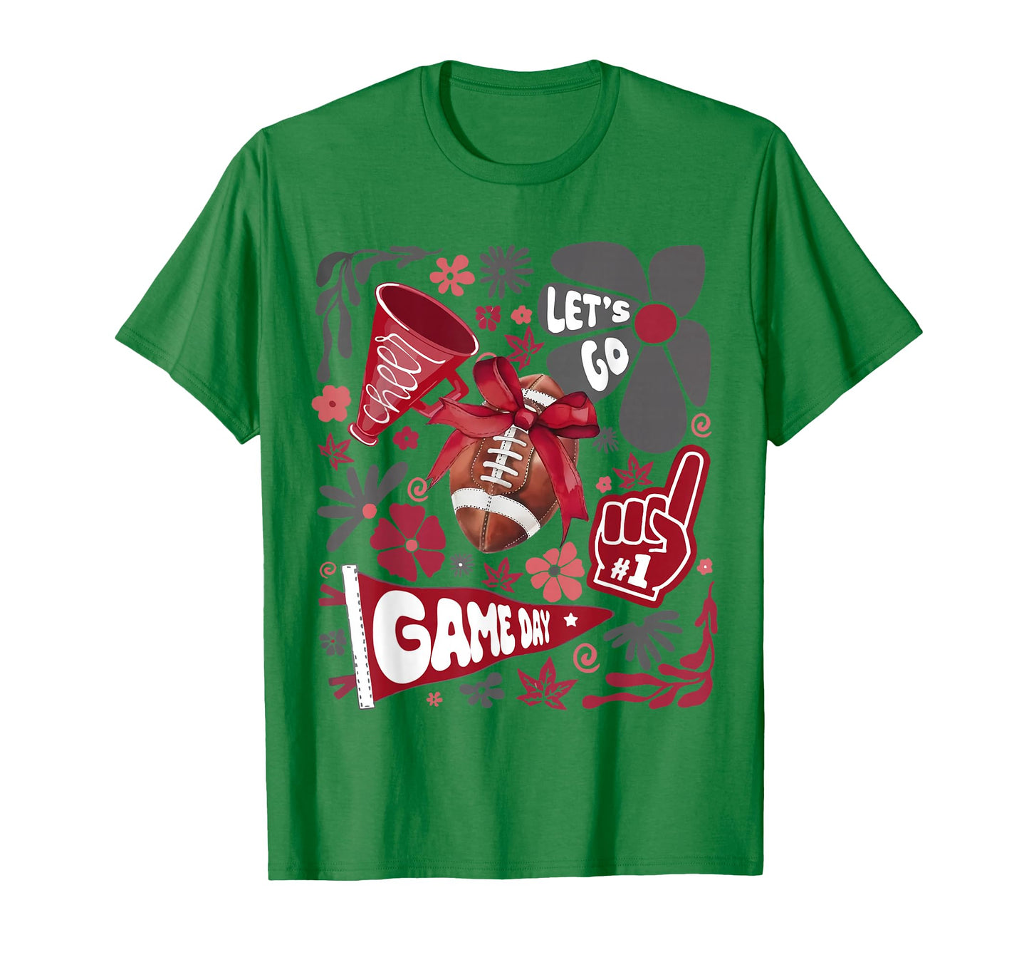 Red Black Cheerleader Game Day Football Cheer Mom Mama T-Shirt
