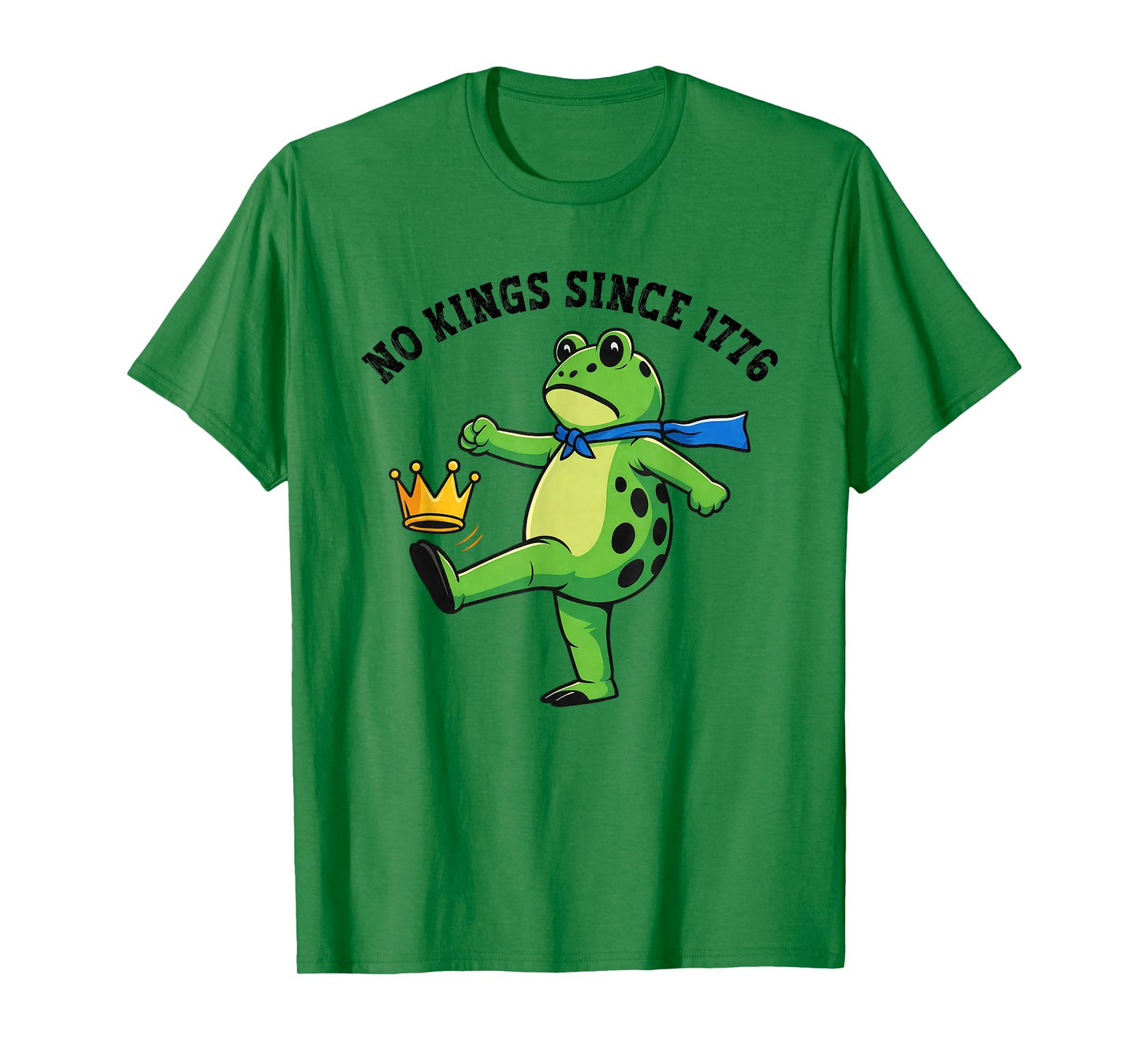 No Kings Since 1776 Portland Frog Kicking Crown Retro T-Shirt