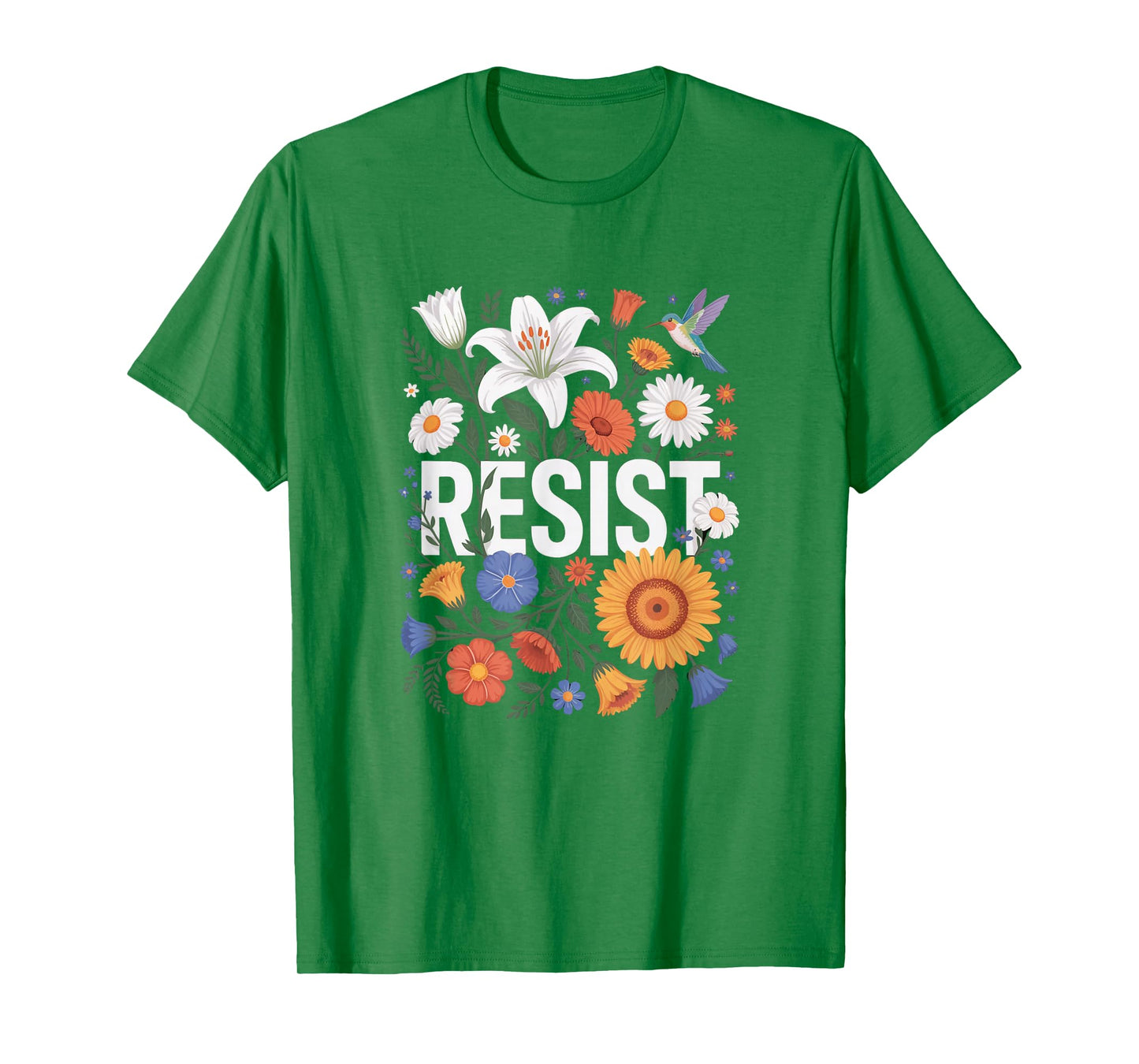 Resist Floral Protest Feminist Political Women Anti-Trum T-Shirt