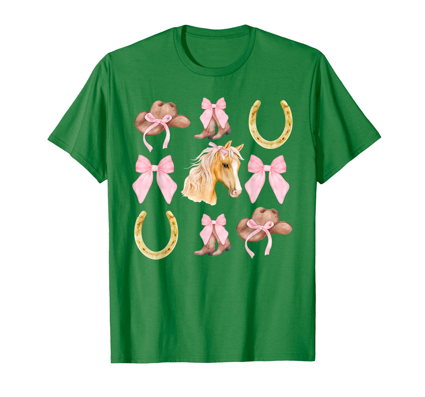 Western Girl Country Rodeo Pink Cowgirl Horse Coquette Bow T-Shirt