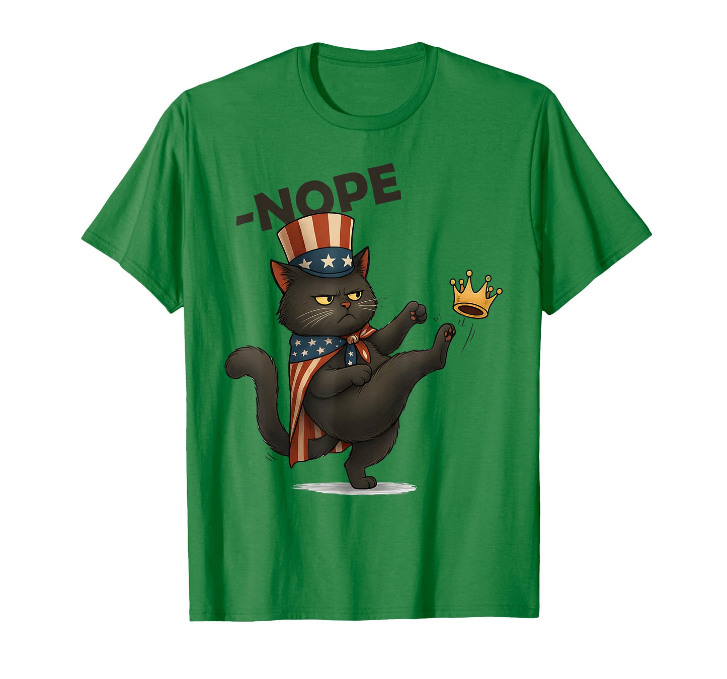 Funny Angry Cat No Kings, USA Flag No Kings Day Men Women T-Shirt
