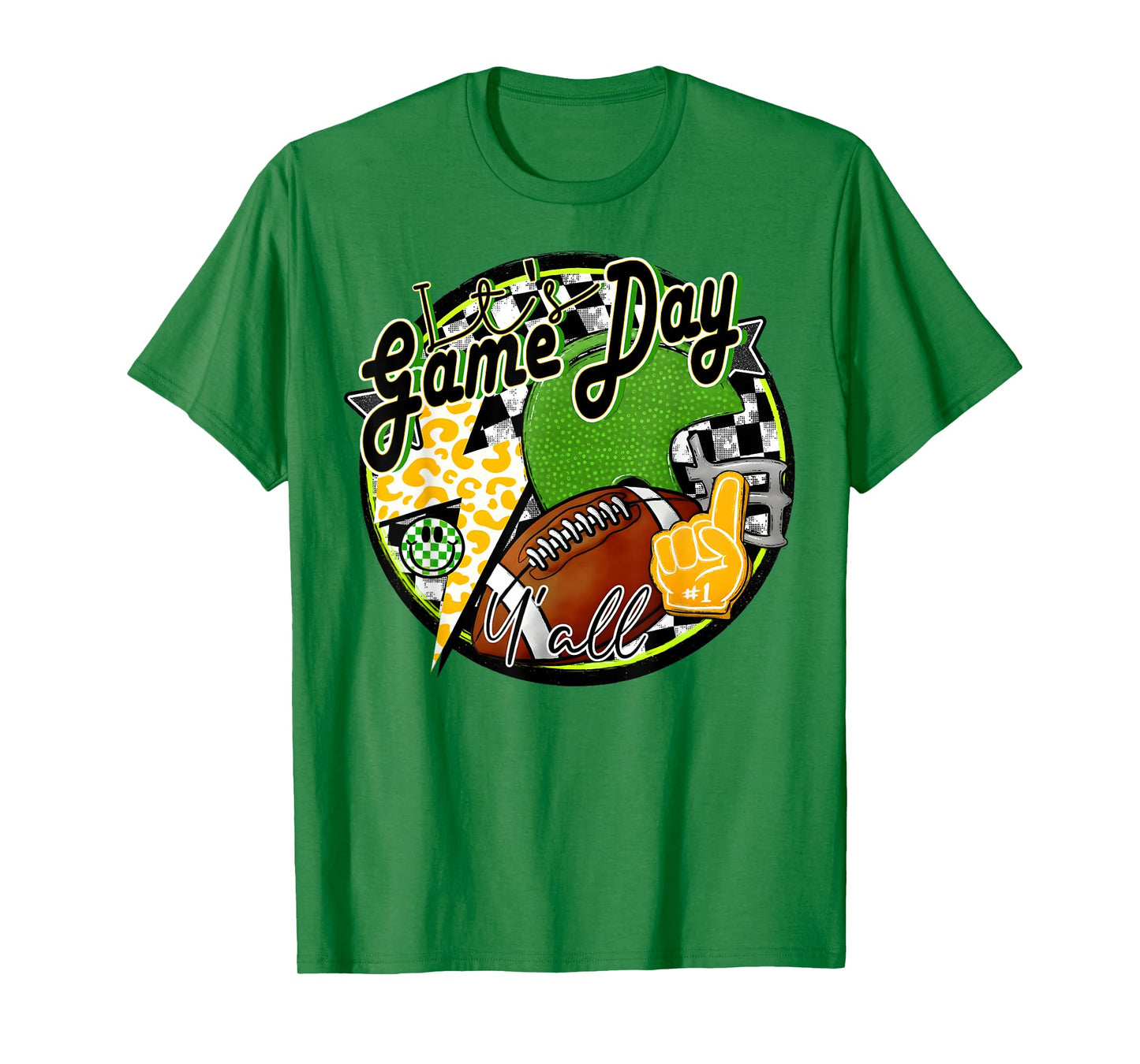 It's Game Day Y'all Retro Football Team Spirit Green & Gold T-Shirt