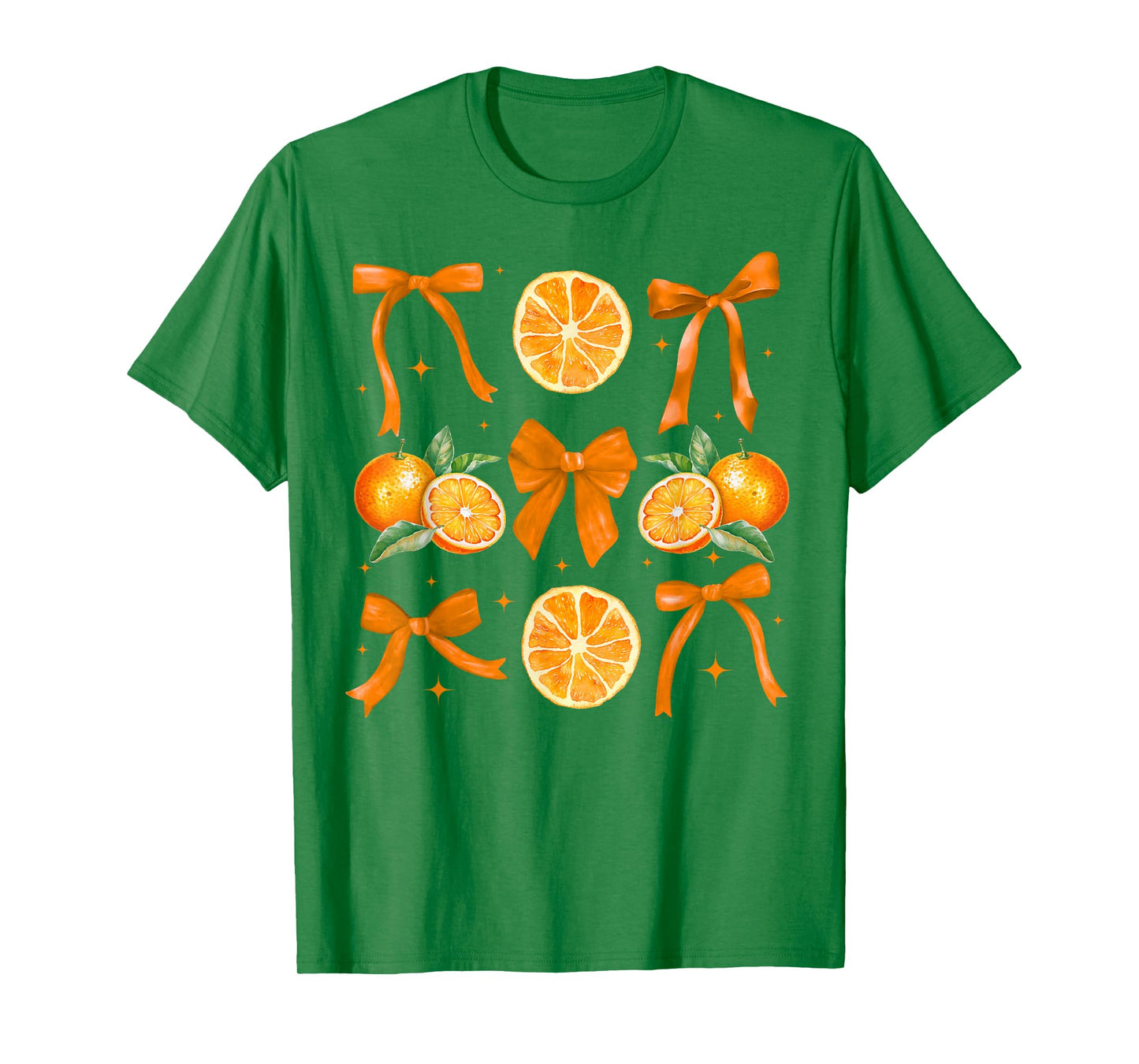 Orange Fruit Lover Coquette Bow Summer For Women Girls T-Shirt