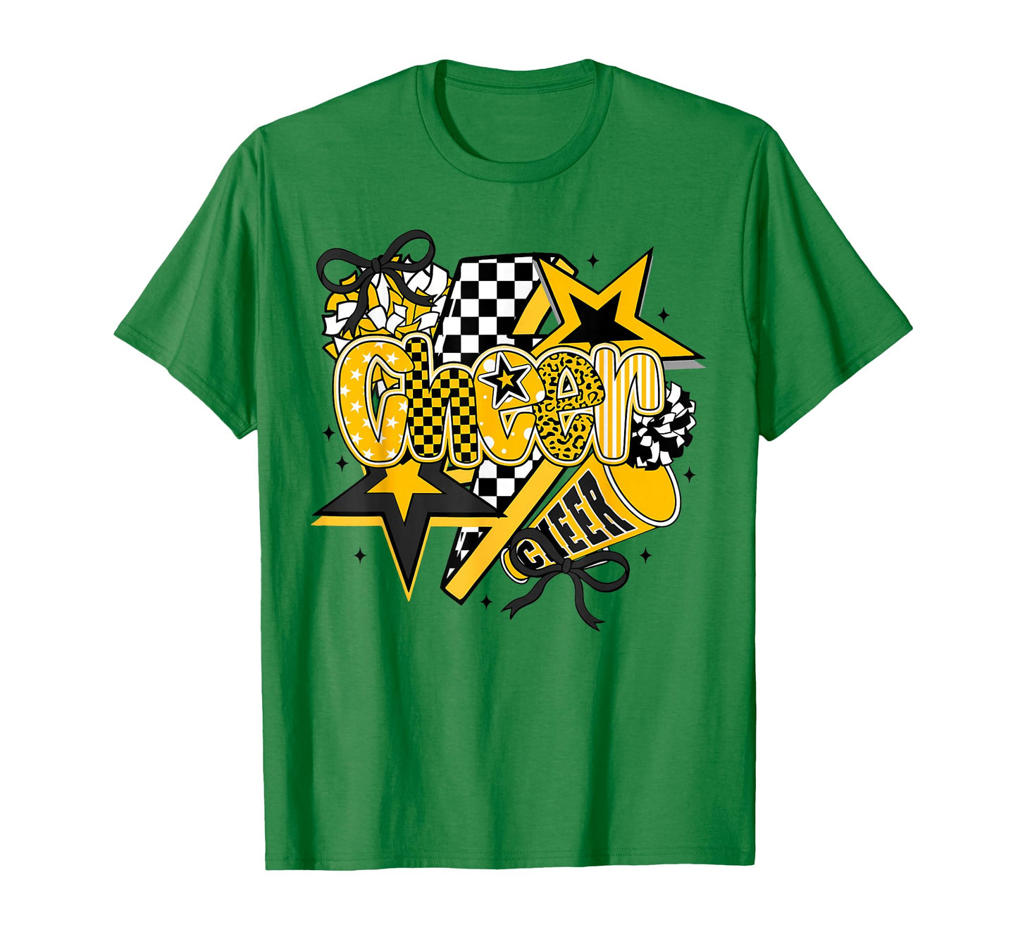 Preppy Game Day Cheer Mom Cheerleader Go Cheer Gold Black T-Shirt