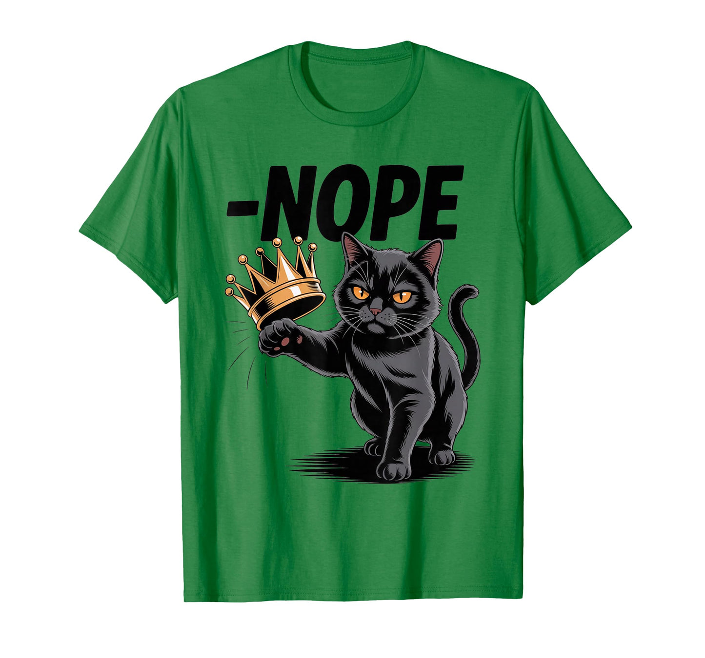No Kings In America Funny Black Cat Kicking Crown T-Shirt