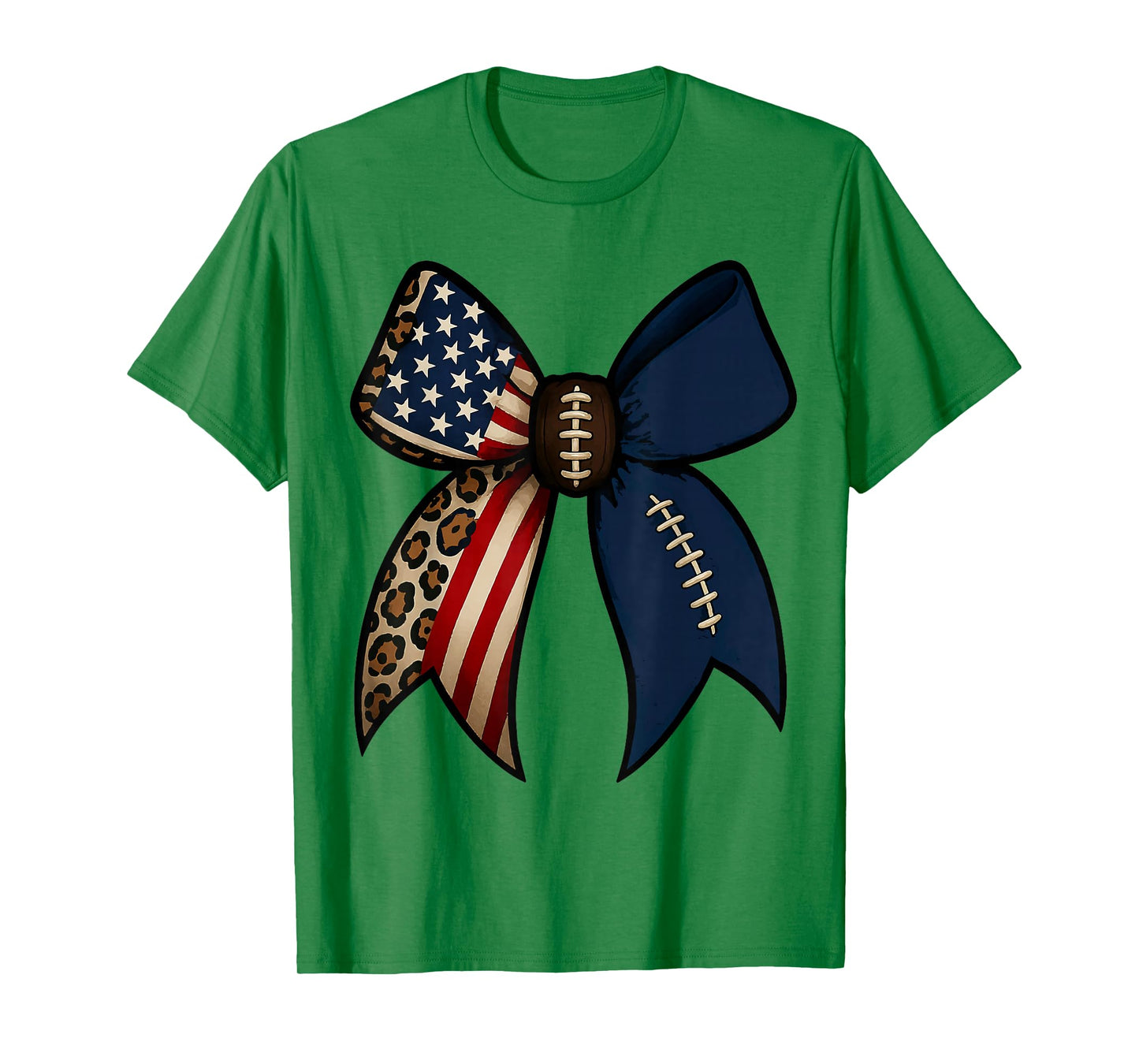 American Football US Flag Leopard Women Girls Football Lover T-Shirt