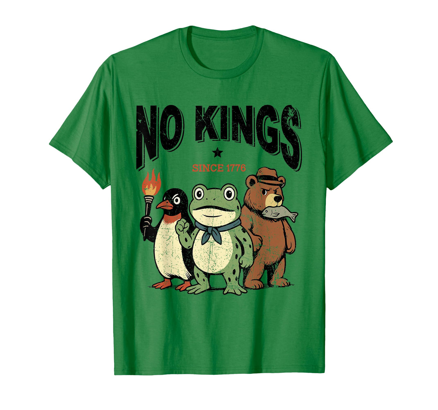 No Kings Since 1776 Portland Frog Bear Protest Funny T-Shirt