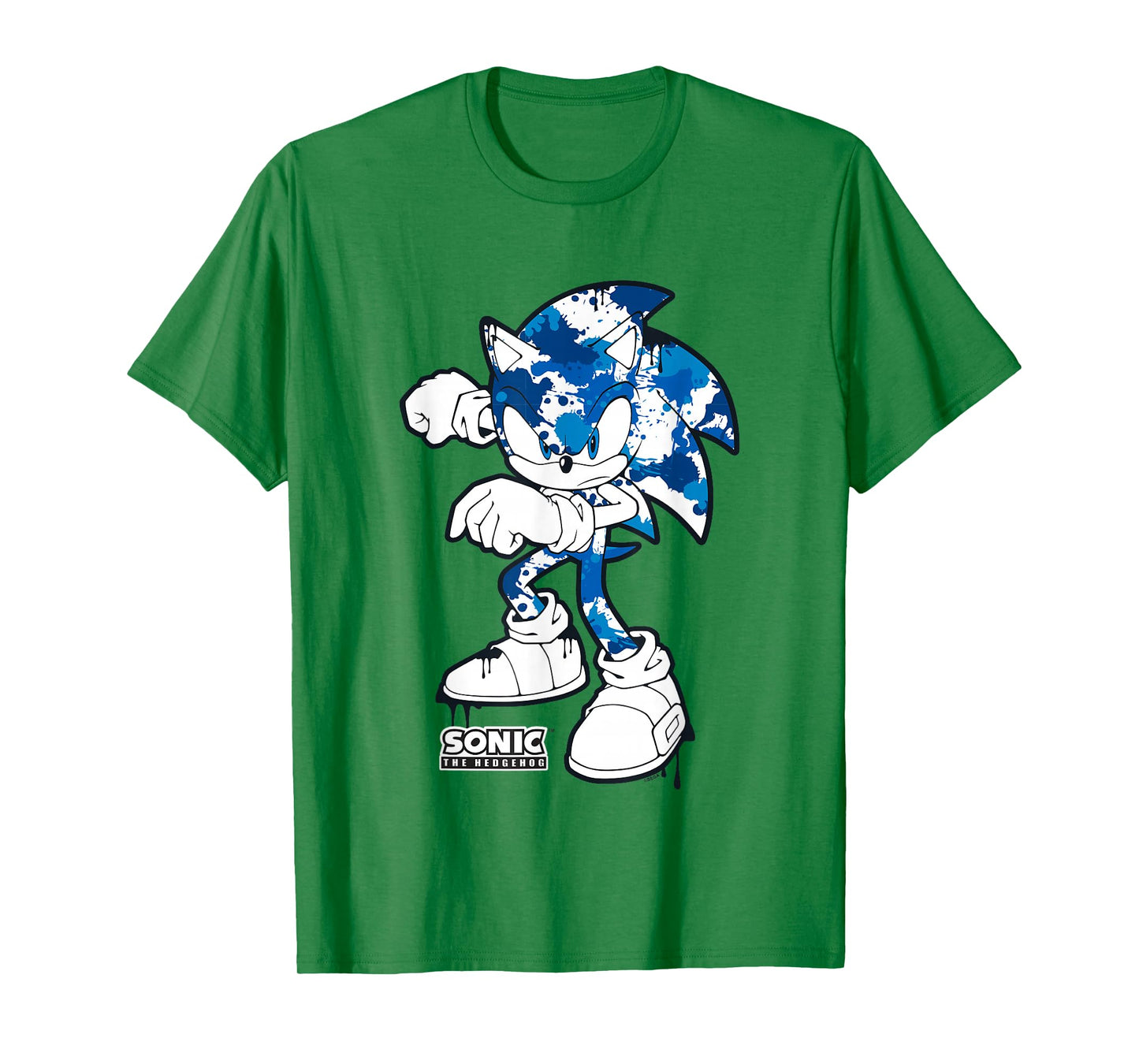 Sonic The Hedgehog Dripping Paint Urban Style Portrait T-Shirt