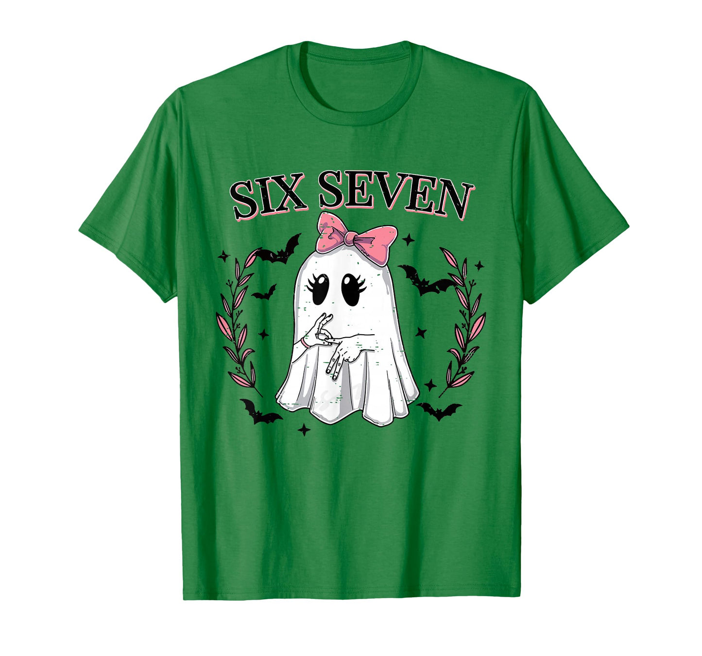 Funny Six Seven Meme 67 Spooky Ghost Halloween 6 7 Cute Girl T-Shirt