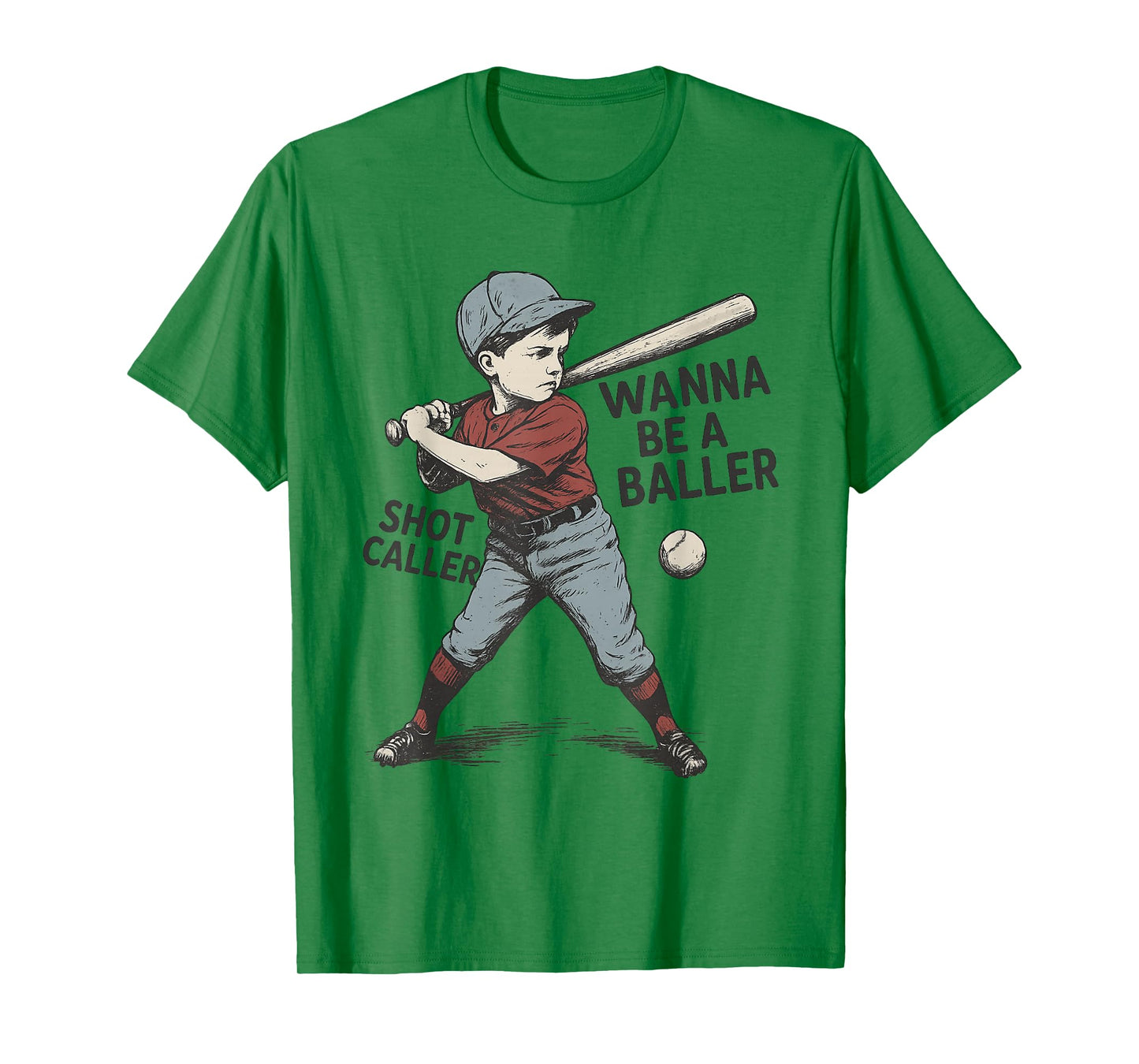 Wanna Be a Baller Shot Caller Vintage Baseball Kid T-Shirt