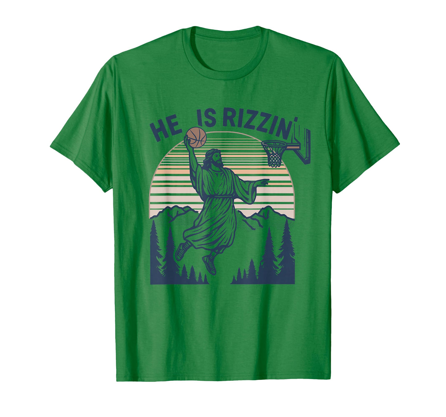 Vintage Christian Faith Jesus Basket Ball He Is Rizzin' T-Shirt