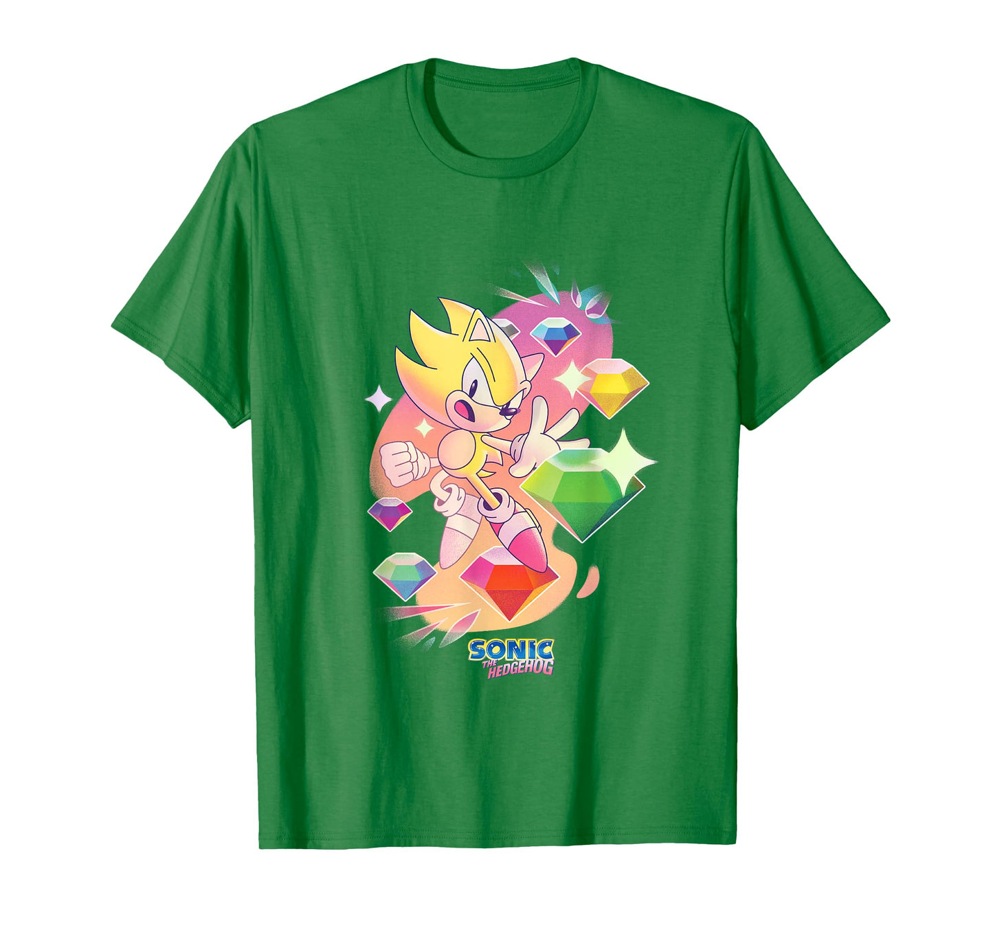 Sonic The Hedgehog Super Sonic Chaos Emeralds Vintage T-Shirt