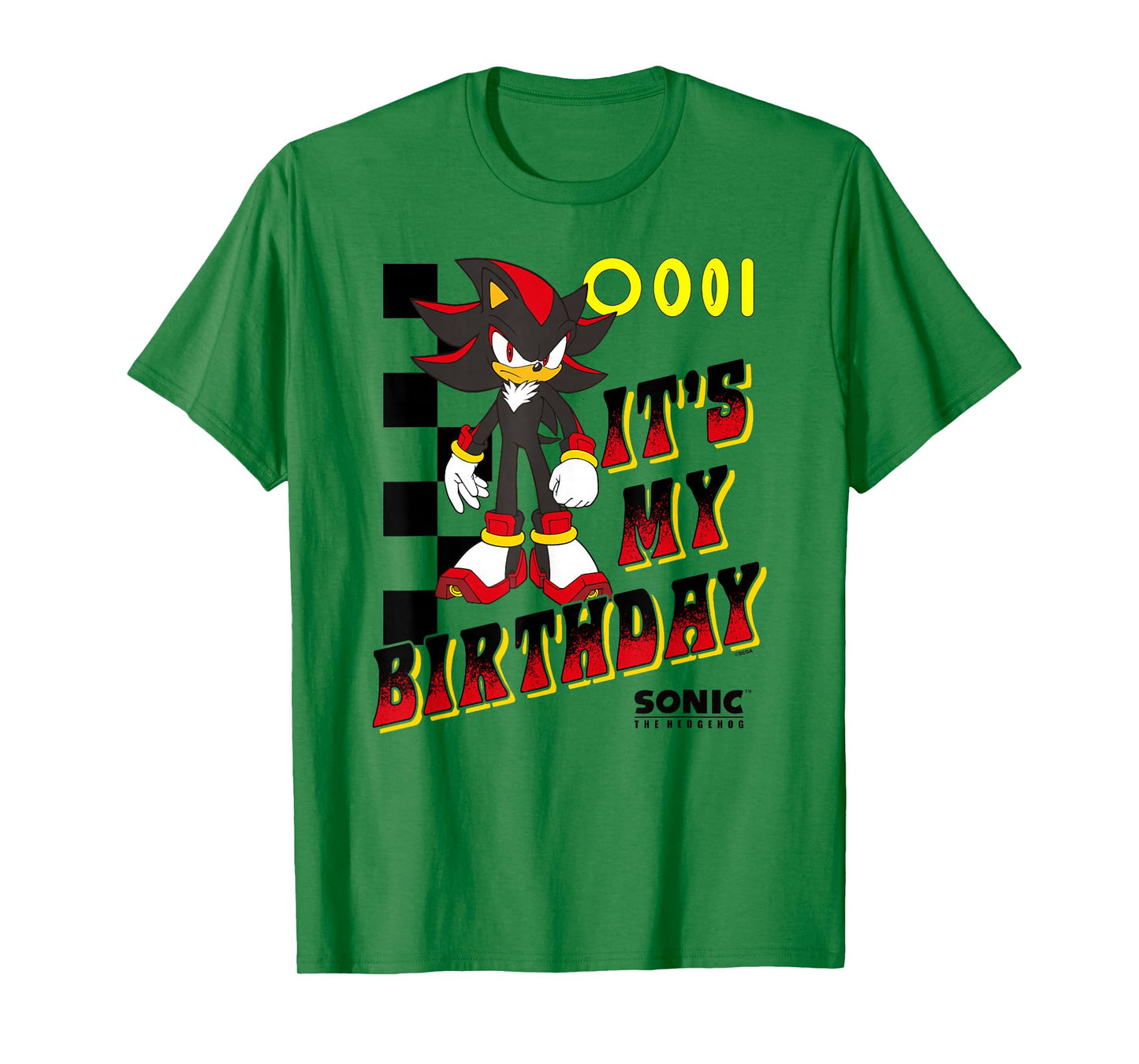 Sonic The Hedgehog Shadow It's My Birthday Big Chest Logo T-Shirt