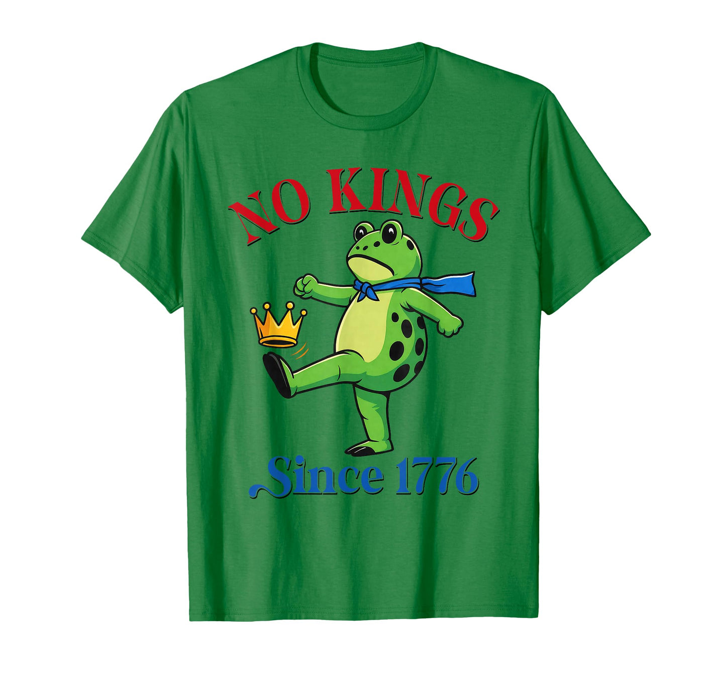 No Kings Since 1776 Portland Frog Kicking Crown Retro T-Shirt