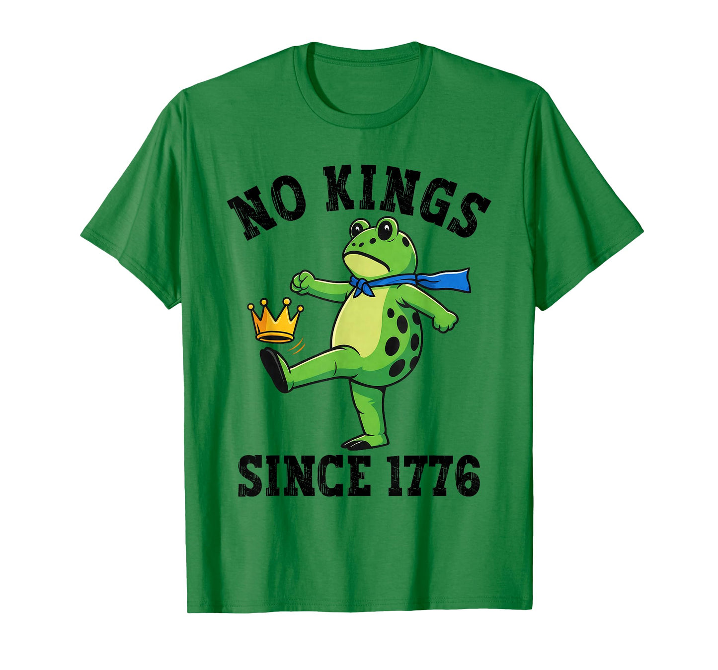 No Kings Since 1776 Portland Frog Kicking Crown Retro T-Shirt