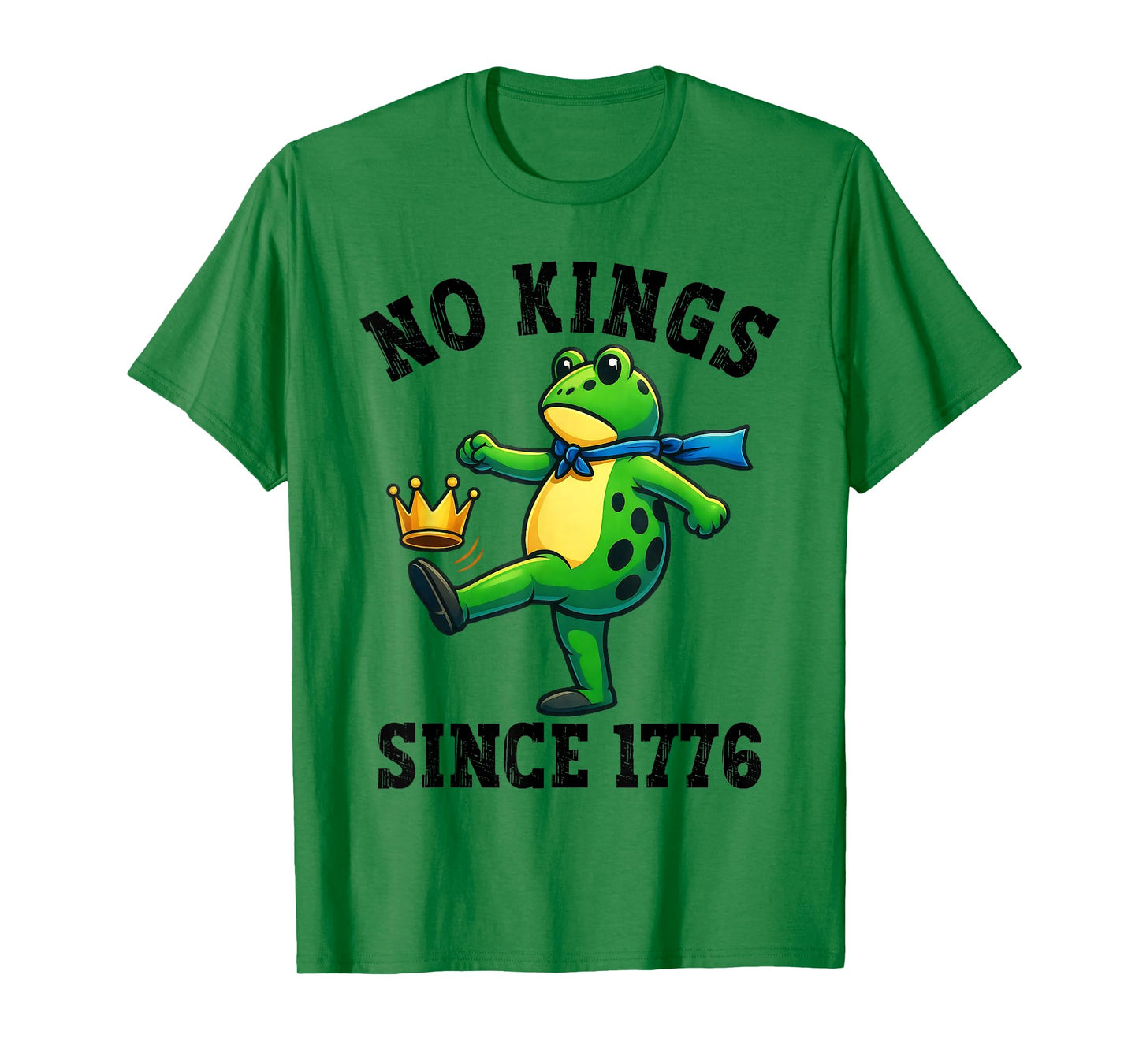 No Kings Since 1776 Portland Frog Kicking Crown Retro T-Shirt