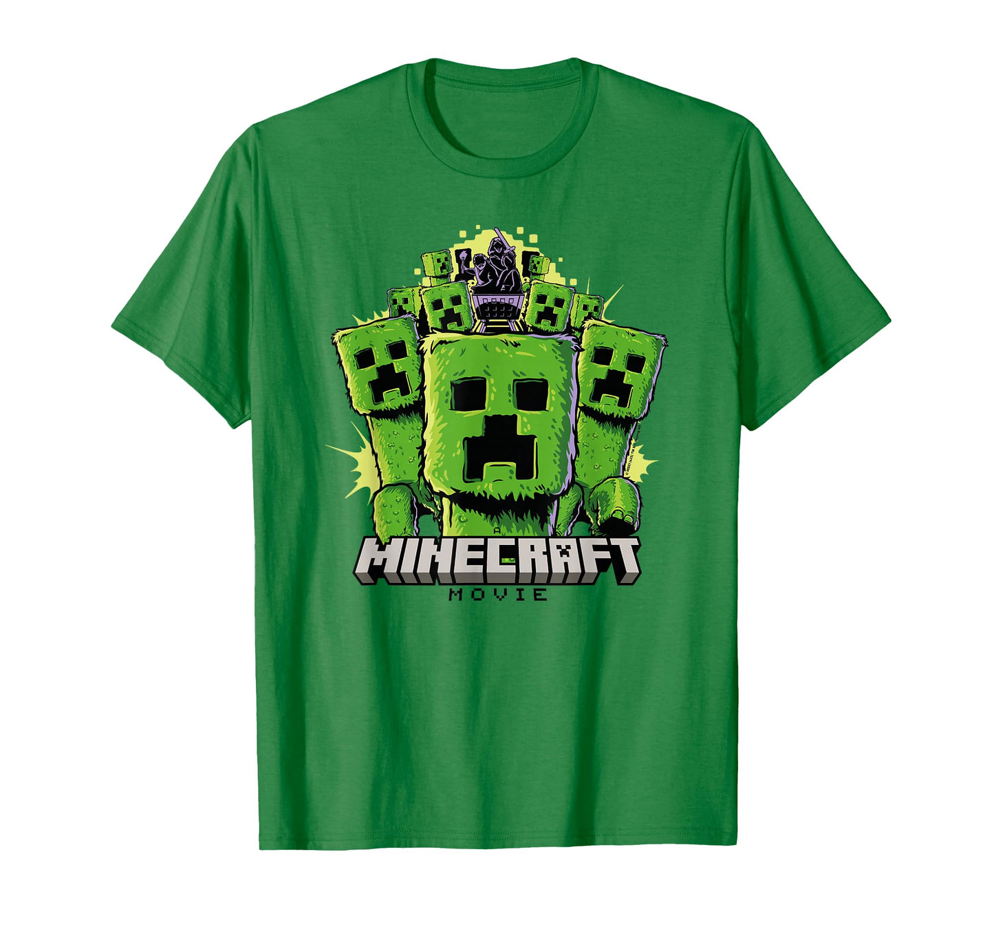 A Minecraft Movie Group Of Creepers Surrounding The Heroes T-Shirt