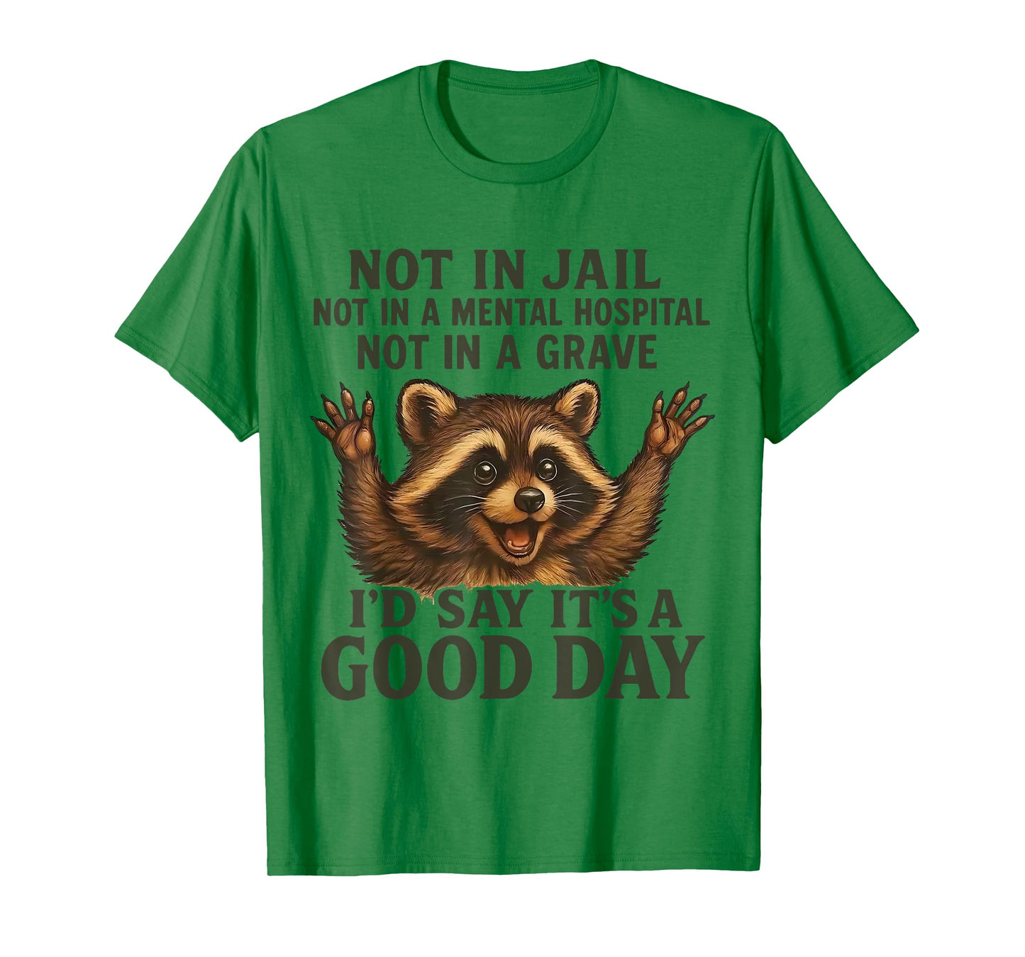 Not in Jail Not in A Mental Hospital Not in A Grave Raccoon T-Shirt