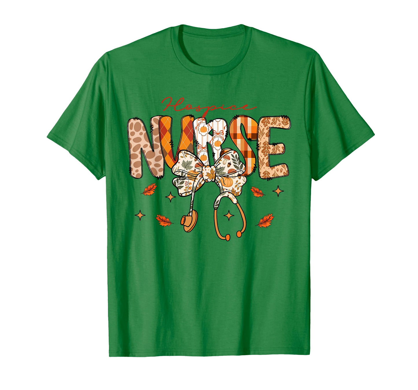 Hospice Nurse Fall Stethoscope Coquette Bow Autumn T-Shirt