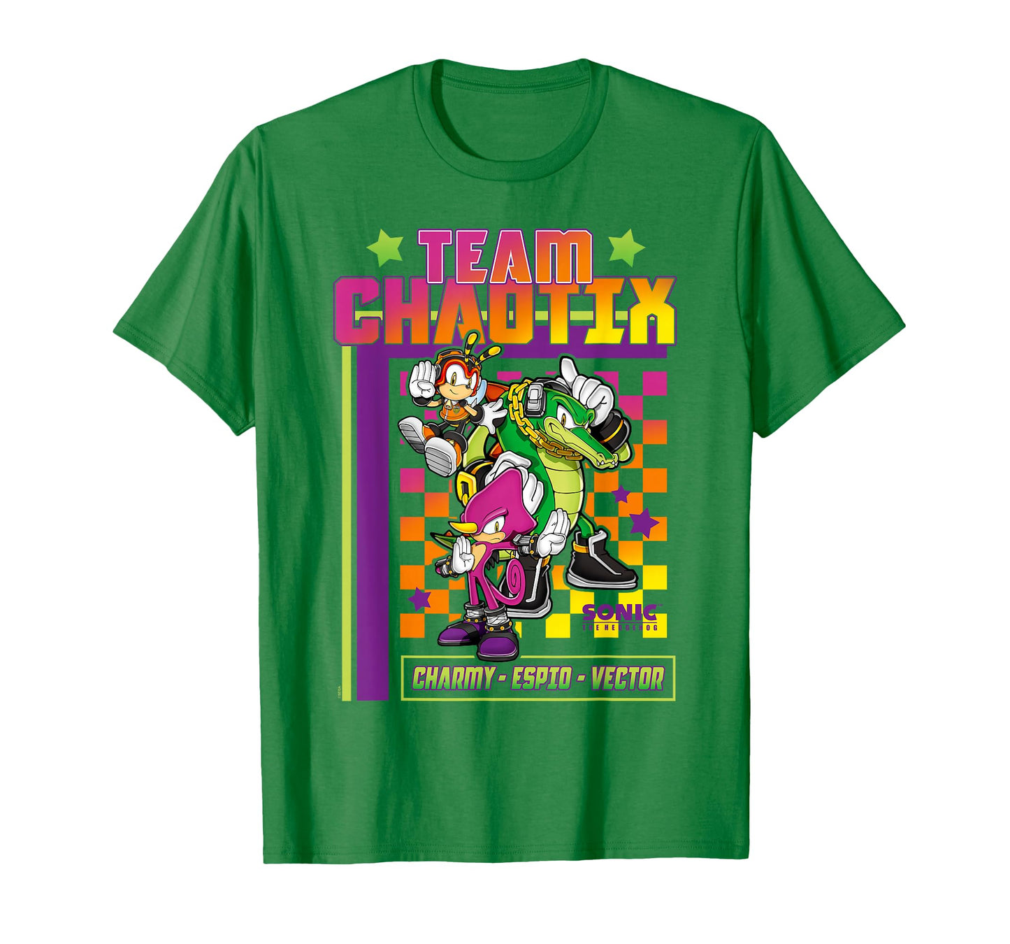 Sonic The Hedgehog Team Chaotix Charmy Espio Vector Logo T-Shirt