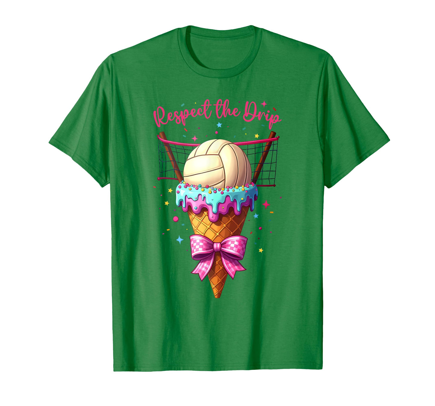 Volleyball Ice Cream Cone Drip Respect The Drip Boys Girls T-Shirt